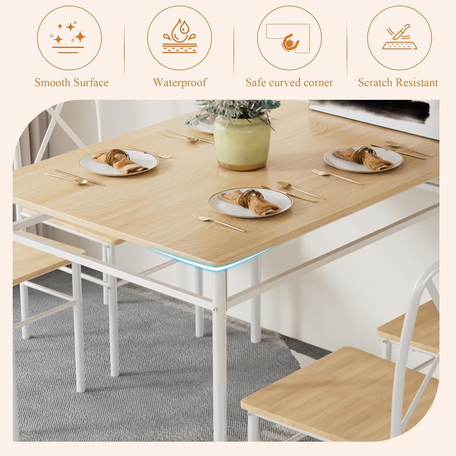 VECELO 5-Piece Kitchen Dining Table Set