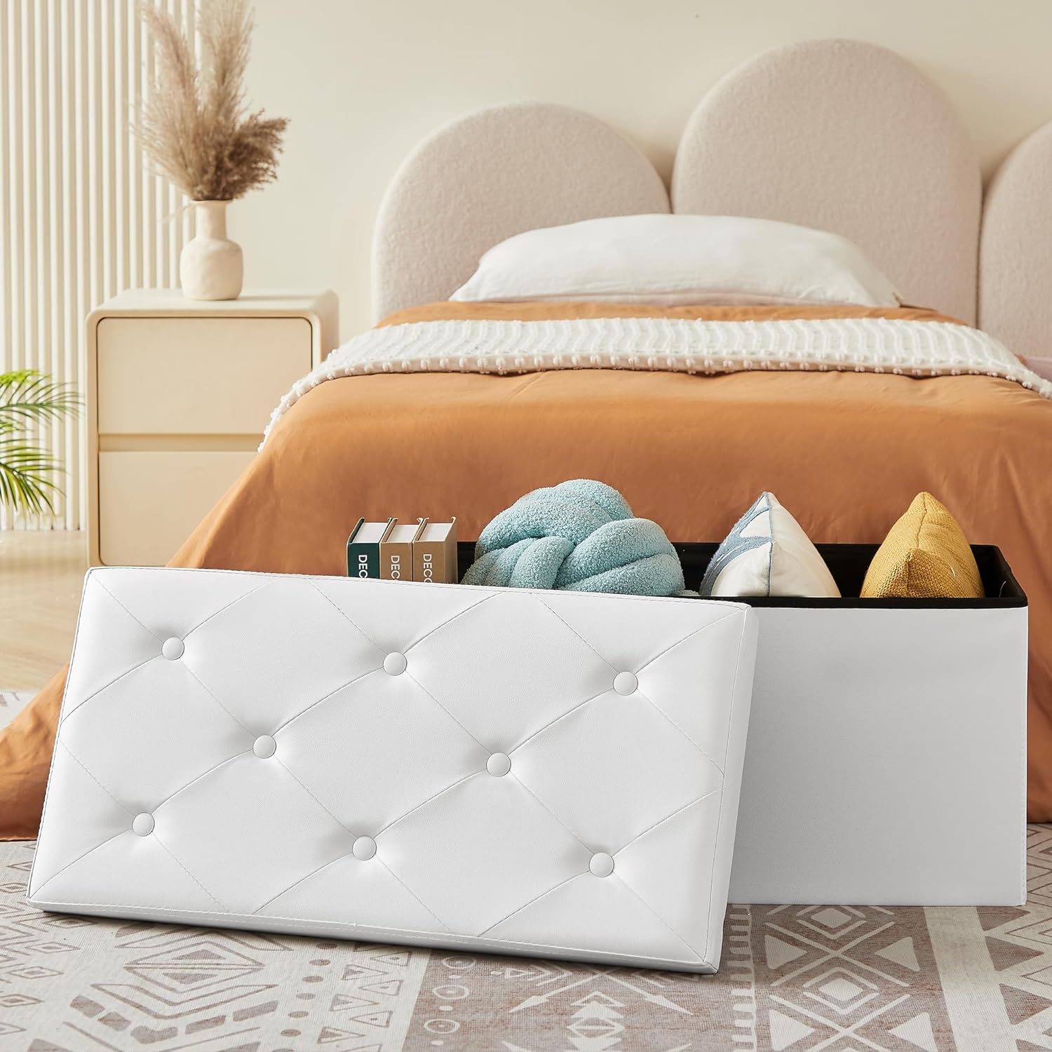 VECELO Storage Ottoman Bench End of Bed 43'' Footstool Footrest Stool Shoestool