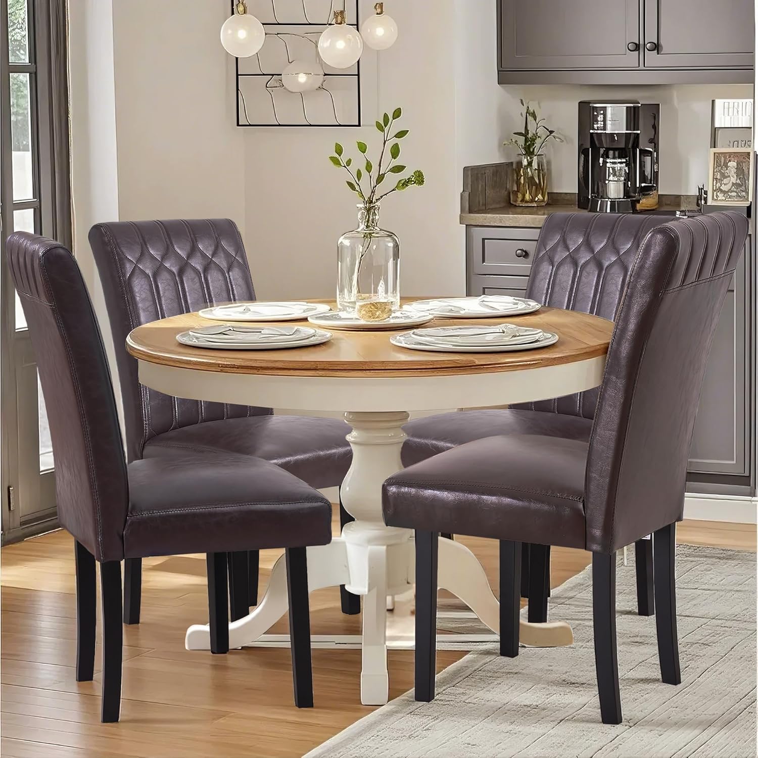 VECELO Upholstered Dining Chairs Set of 2