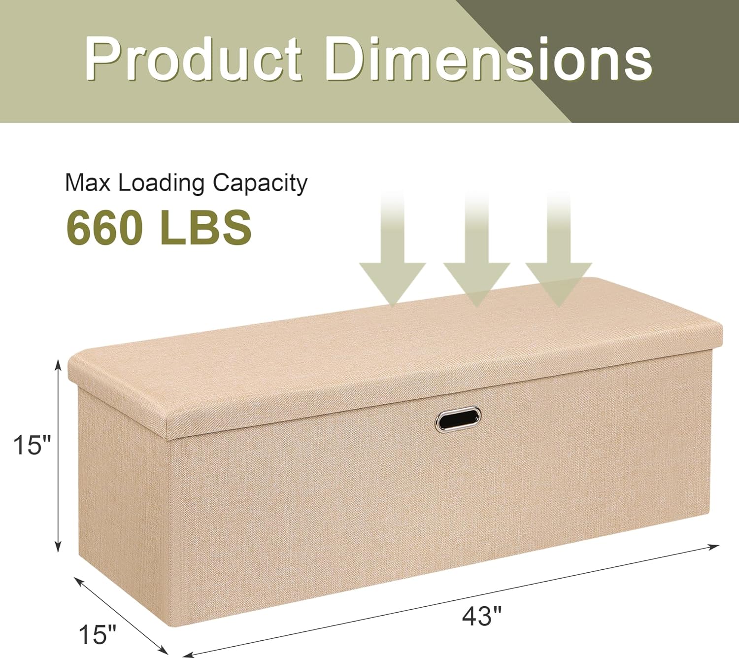 VECELO Folding Storage Ottoman Bench