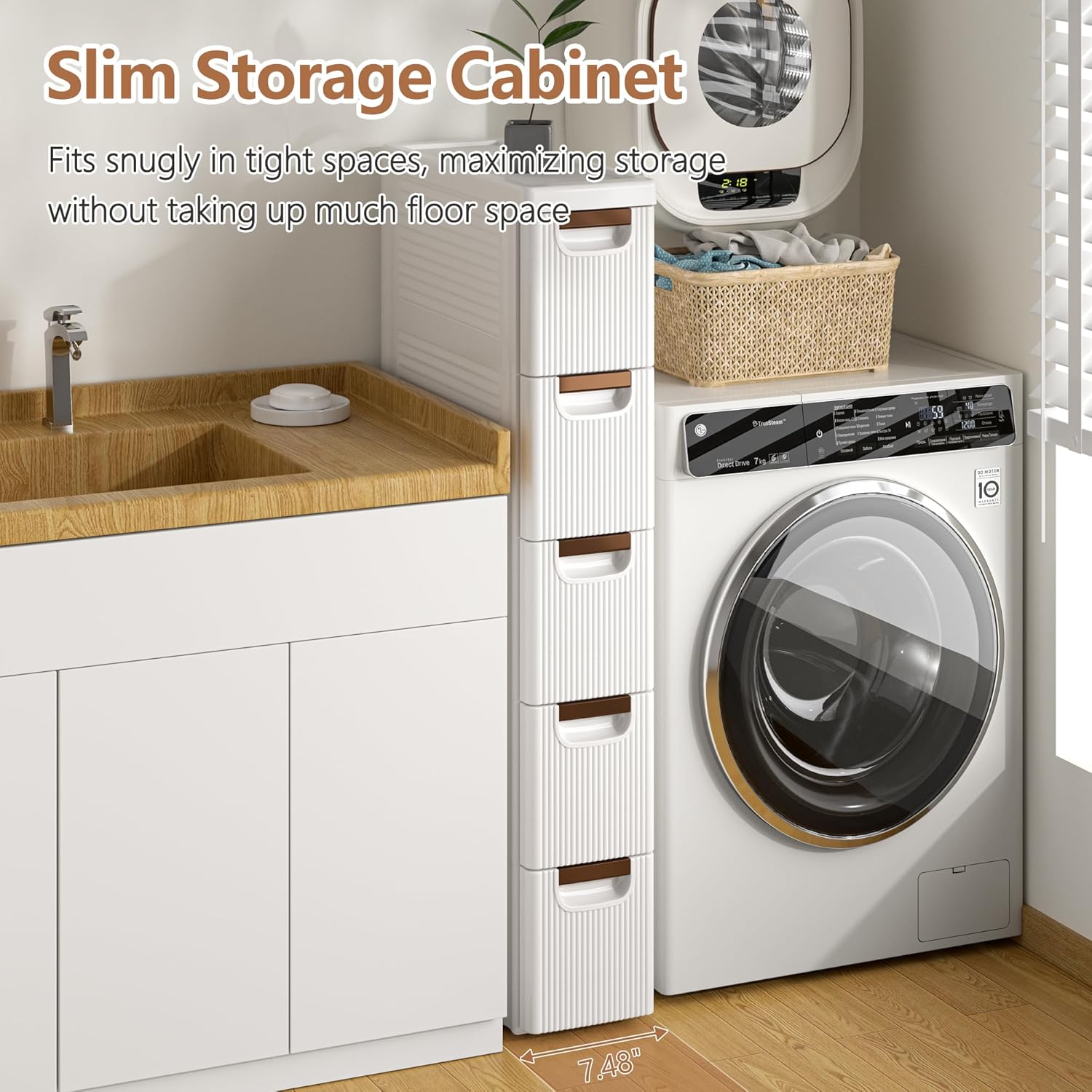 VECELO Narrow Bathroom Storage Cabinet