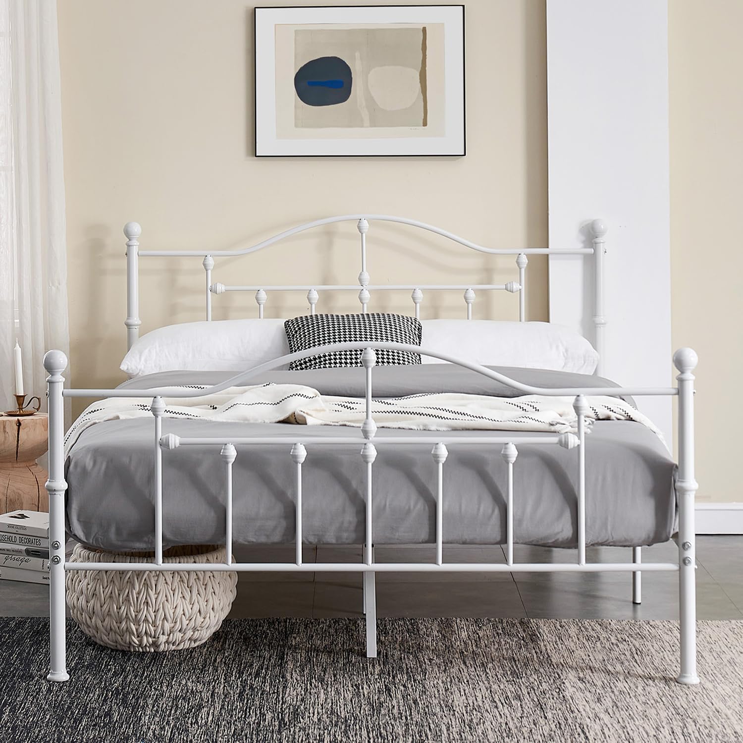 VECELO Classical Black Bed Frame Metal Platform Mattress Foundation with Headboard & Footboard - VECELO