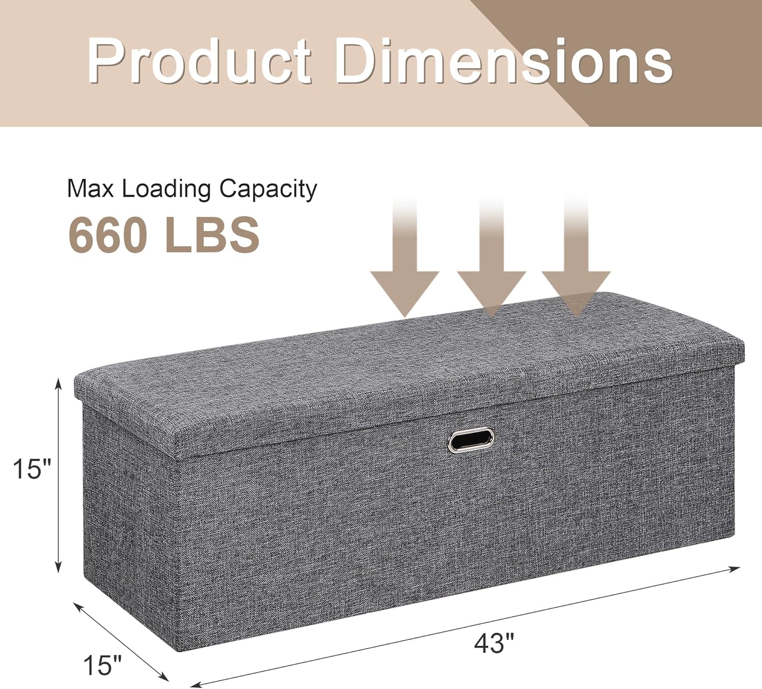 VECELO Folding Storage Ottoman Bench