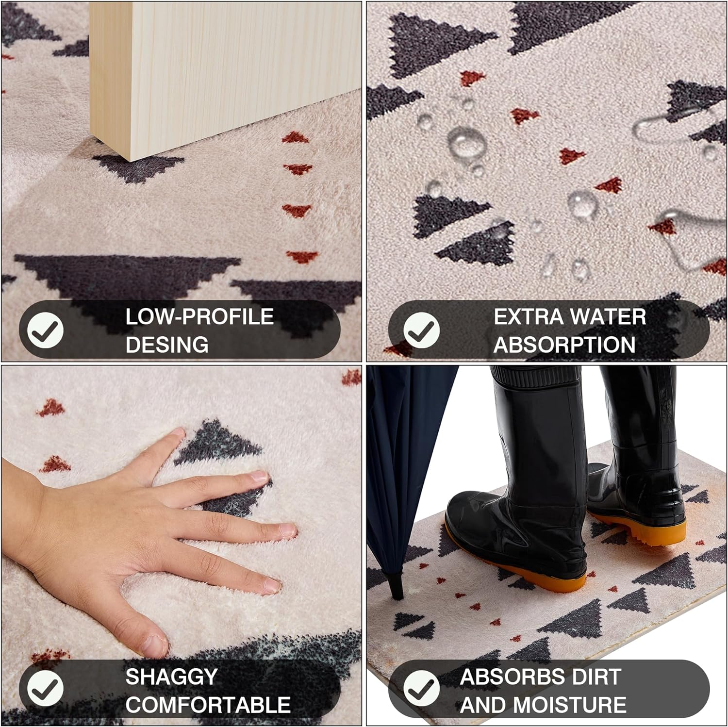 VECELO Outdoor Front Door Mat Outside Entrance, Low-Profile Welcome Mat