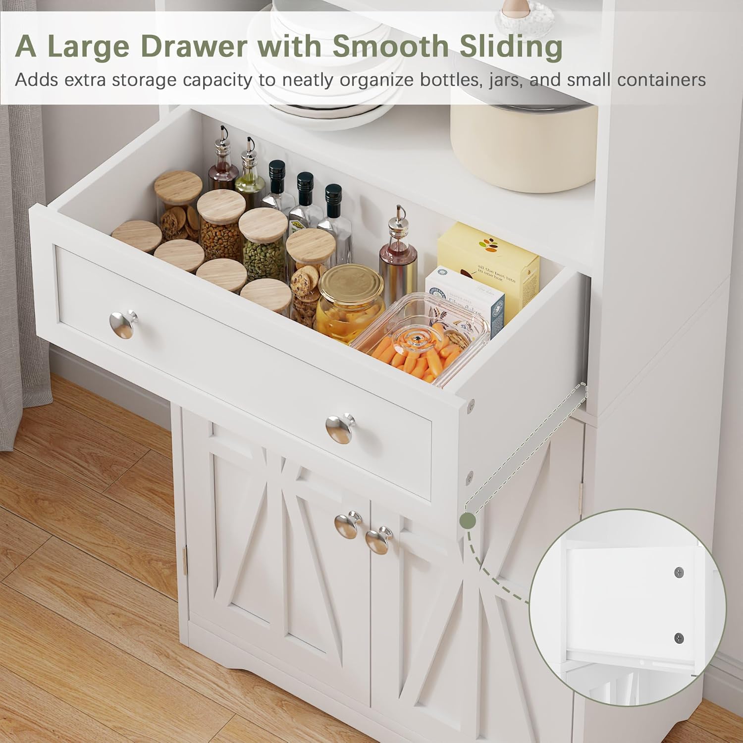 VECELO Bathroom Floor Cabinet, Freestanding Storage Cabinet with Drawer & Doors