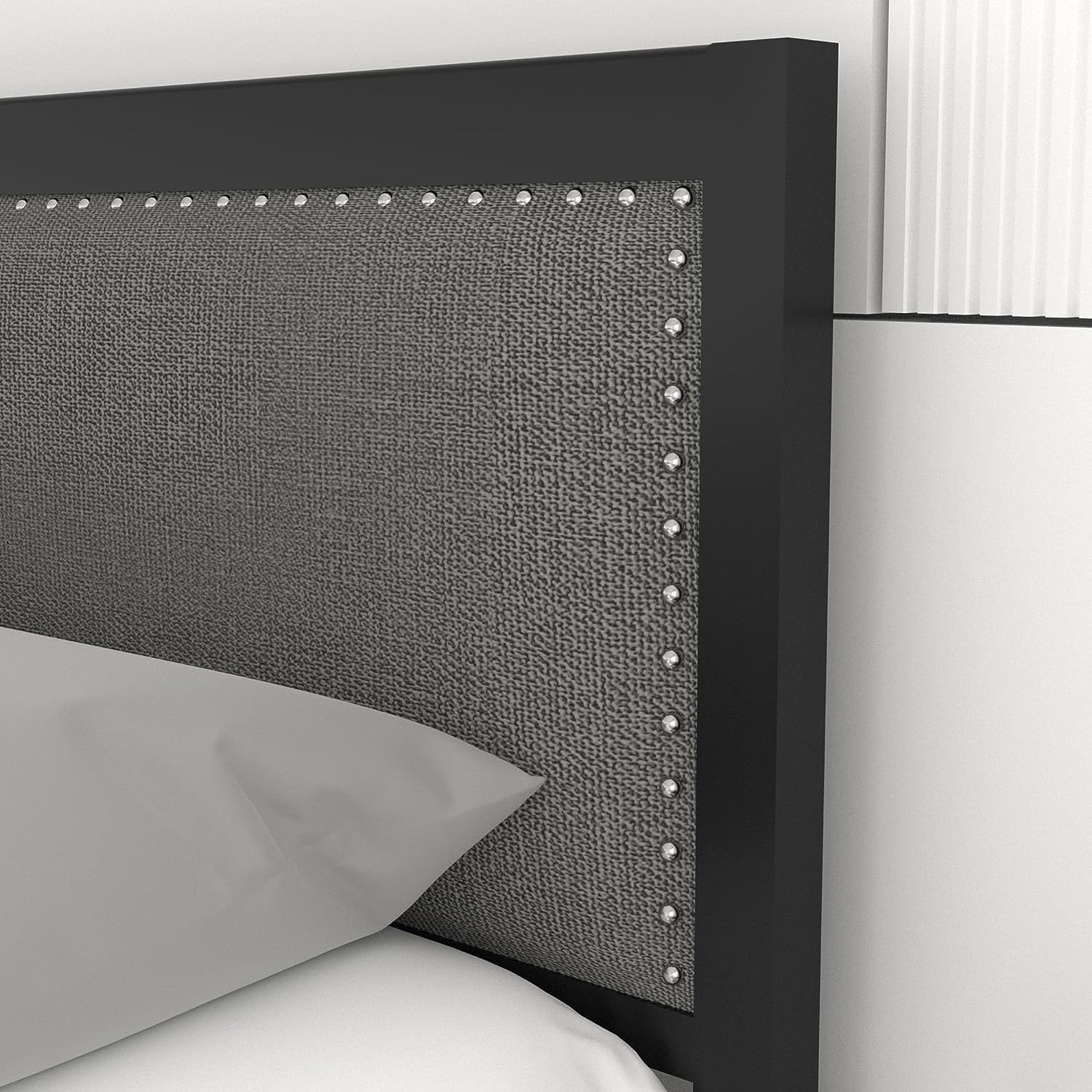 VECELO Bed Frame with Linen Fabric Headboard and Footboard No Box Spring Needed - VECELO