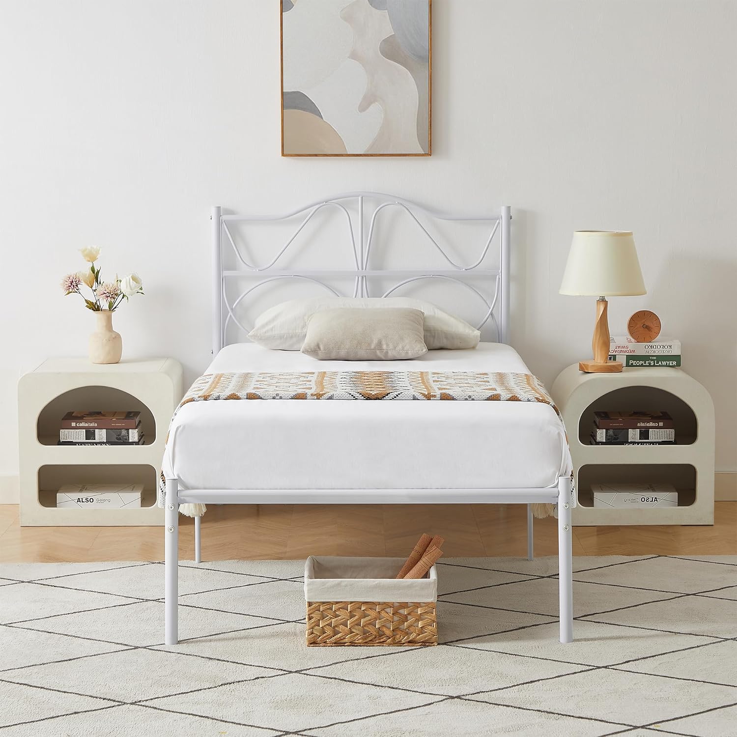 VECELO Bed Frame, Metal Bed Platform with Headboard - VECELO
