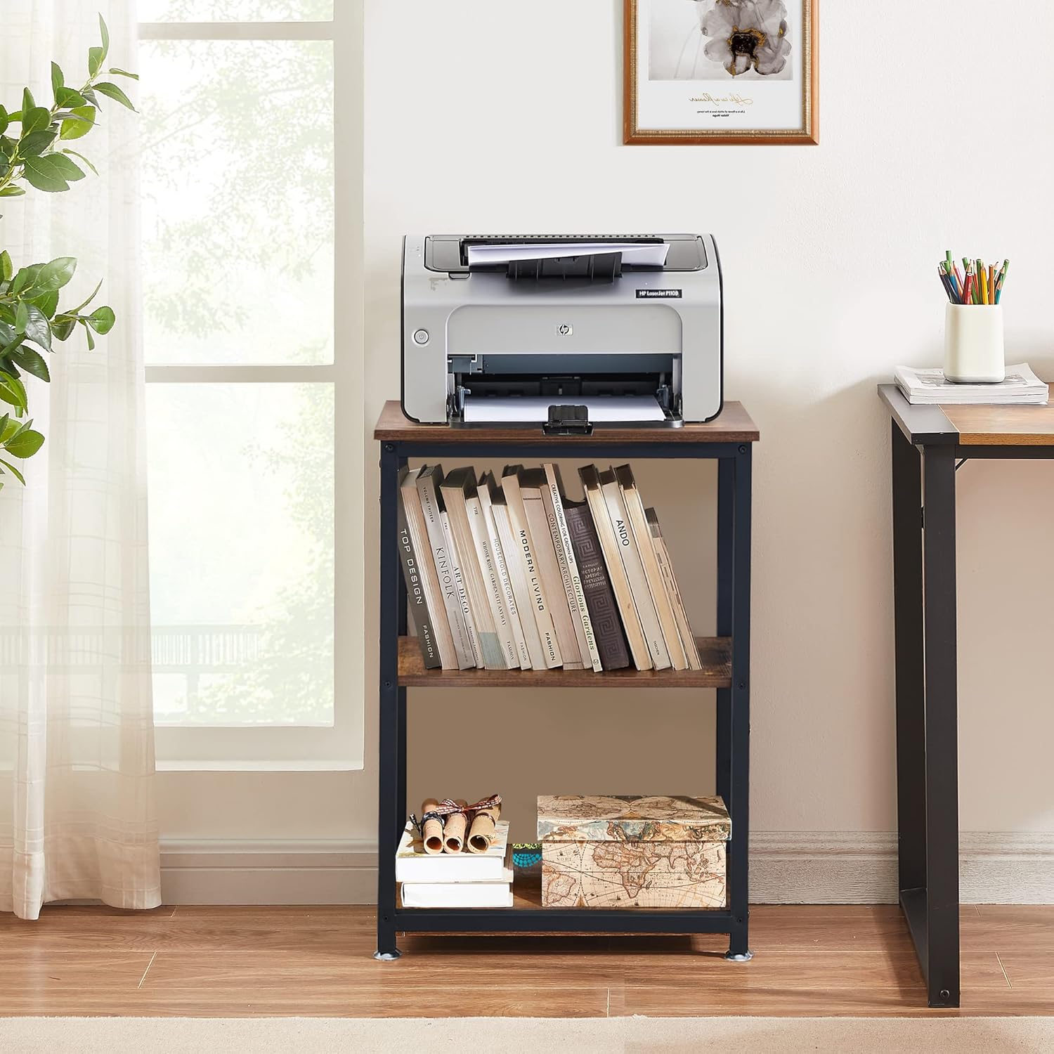 VECELO End Side Table 3-Layer Narrow Night Stand/Entryway/Hallway Console Table for Living Room/Bedroom