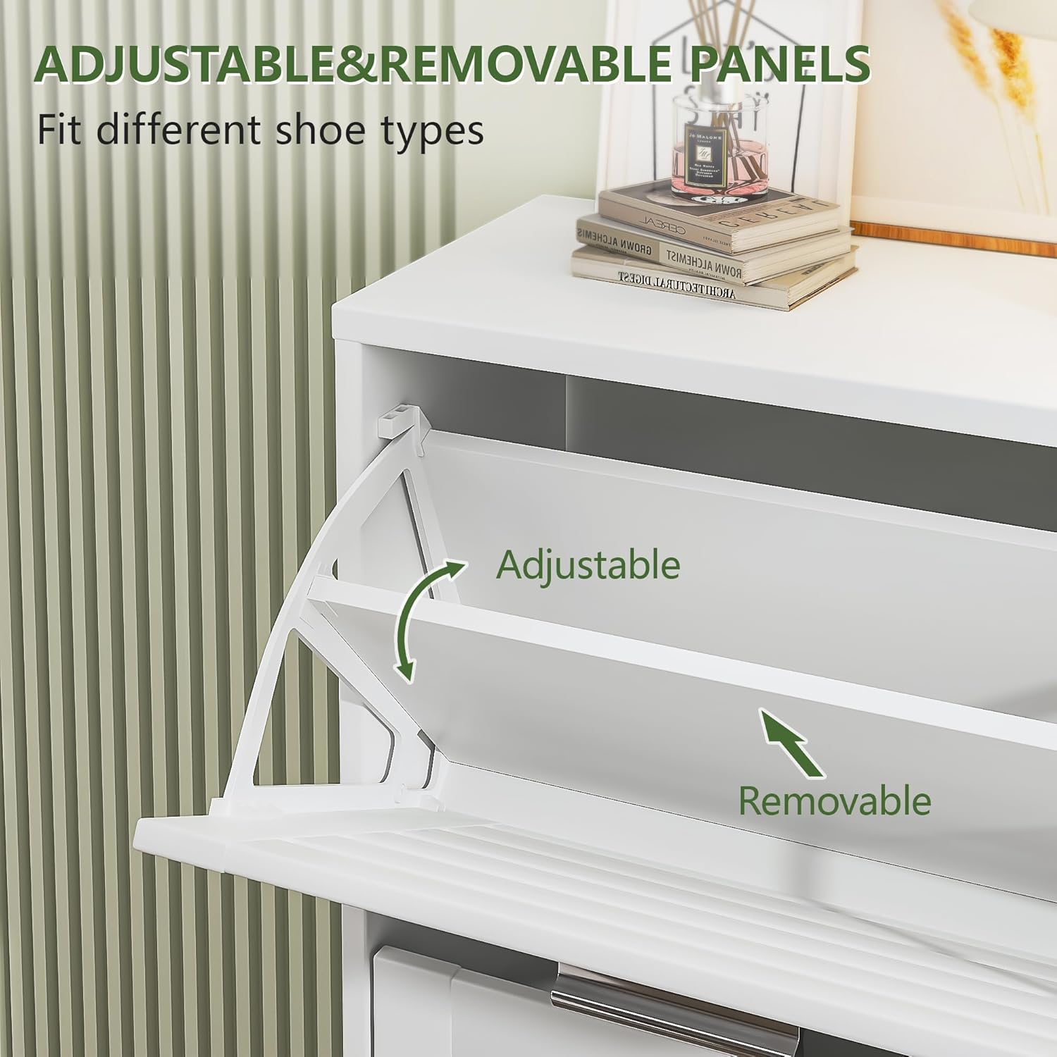 VECELO Shoe Storage Cabinet with 3 Flip Drawers