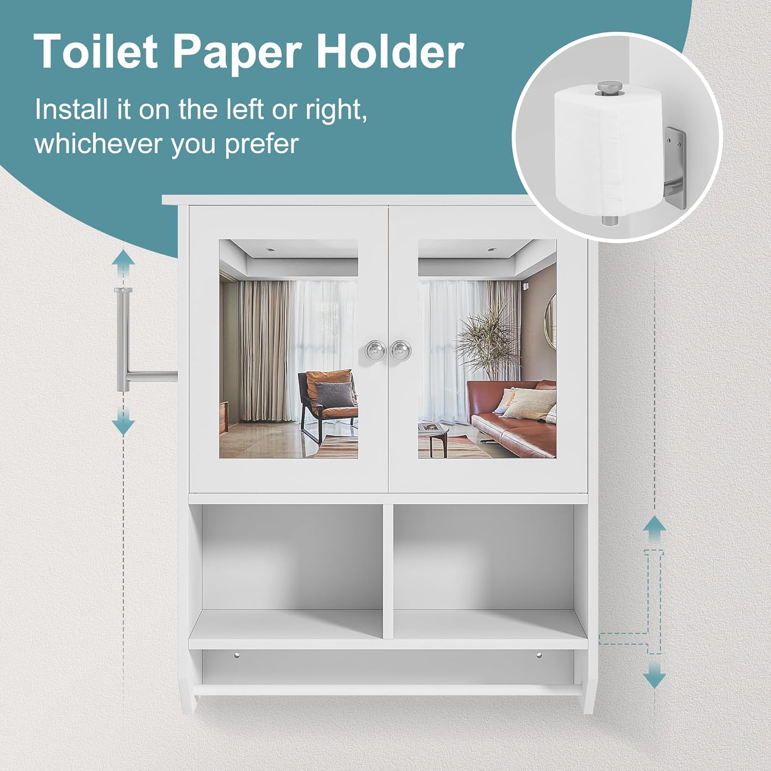 VECELO Bathroom Wall Cabinet with LED Light