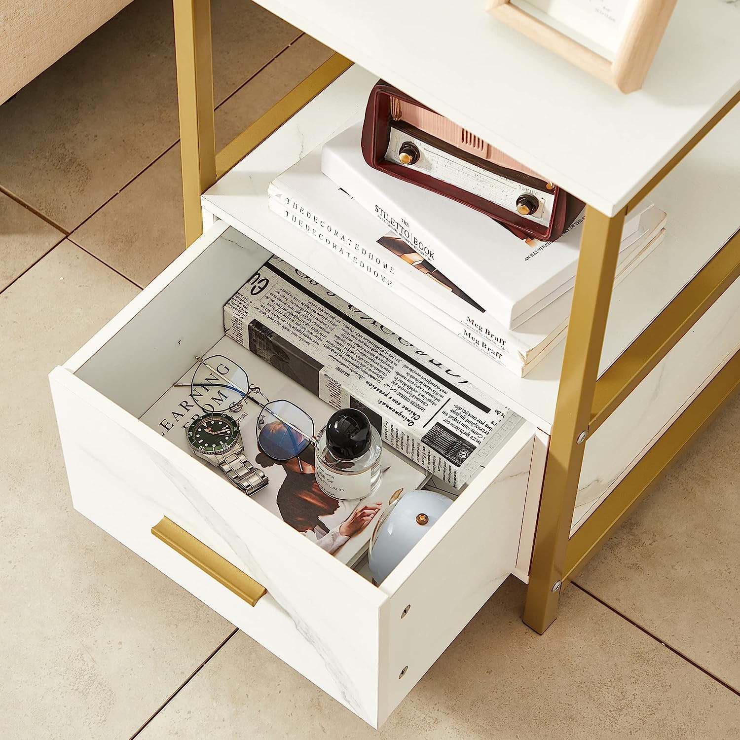 VECELO Nightstand Modern Square End Side Table, 1 Pack/2 Packs