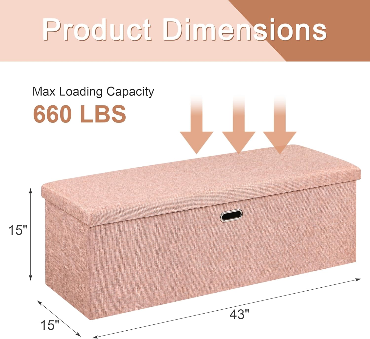 VECELO Folding Storage Ottoman Bench