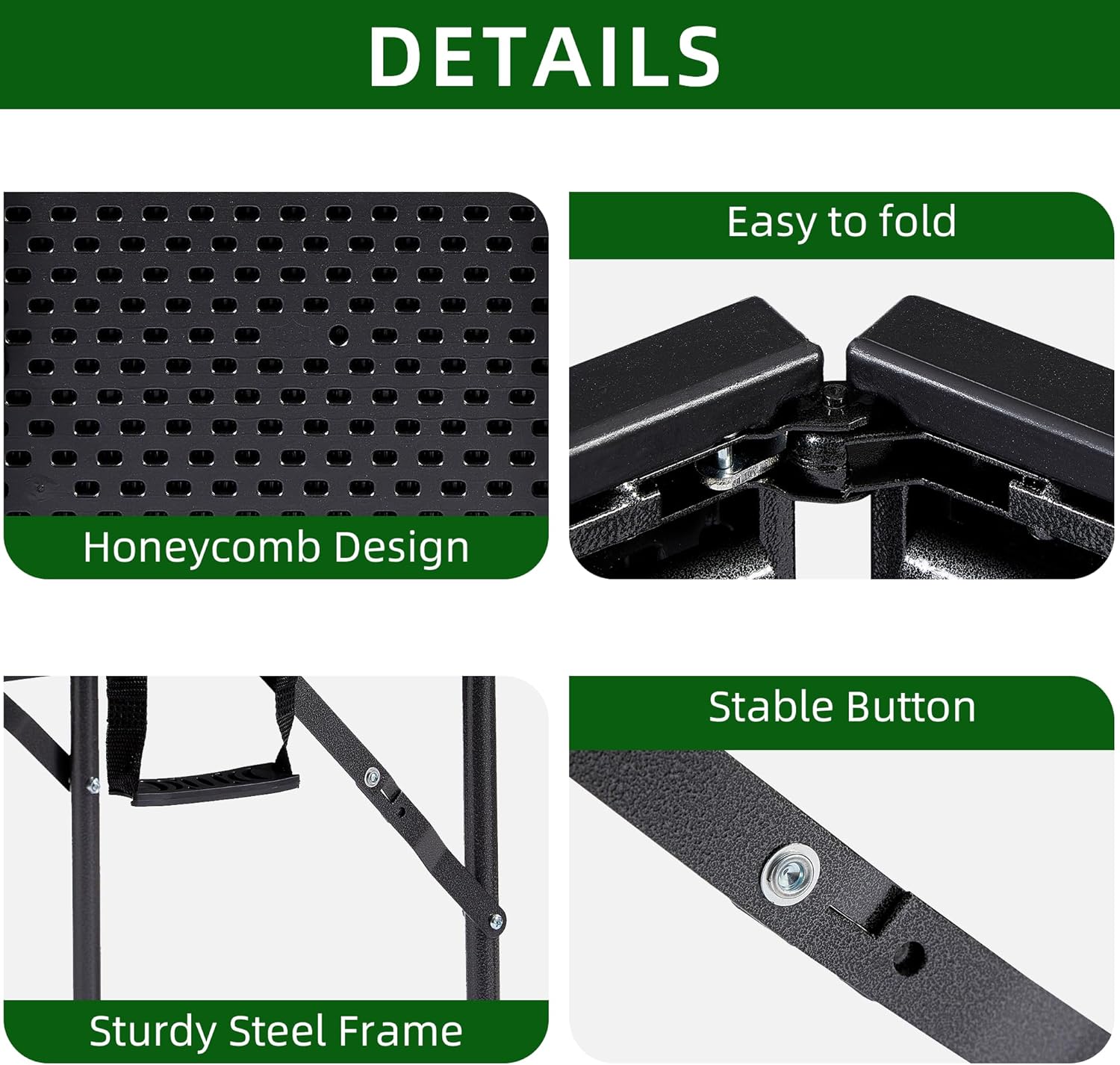 VECELO Folding Plastic Card Table Square with Mesh Bag