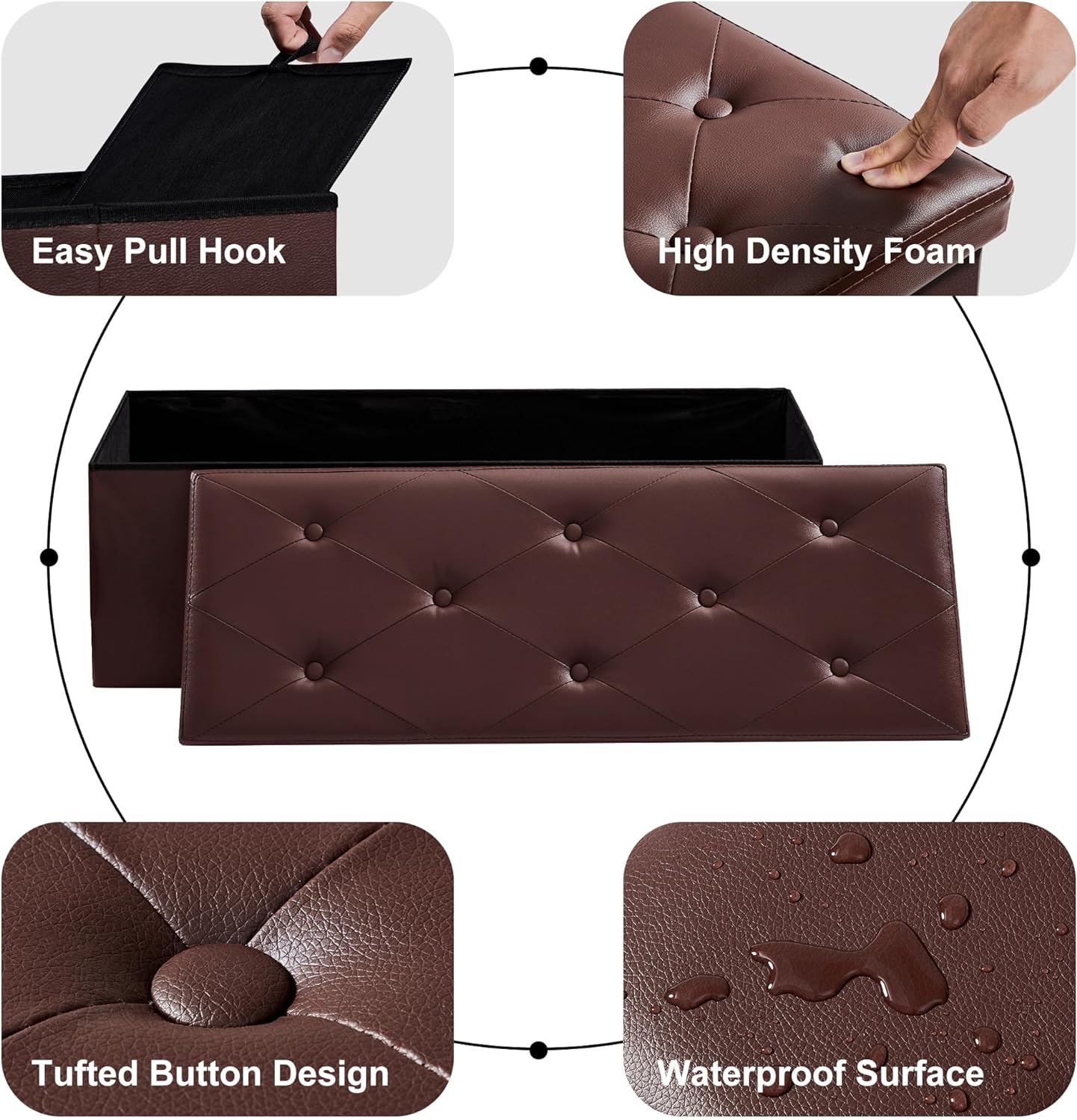 VECELO Storage Ottoman Bench End of Bed 43'' Footstool Footrest Stool Shoestool