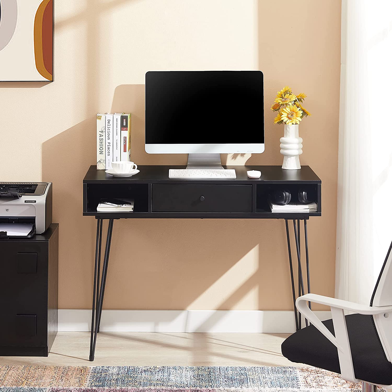 VECELO 39.3" Home Office Work Table with Drawers Computer Desk - VECELO