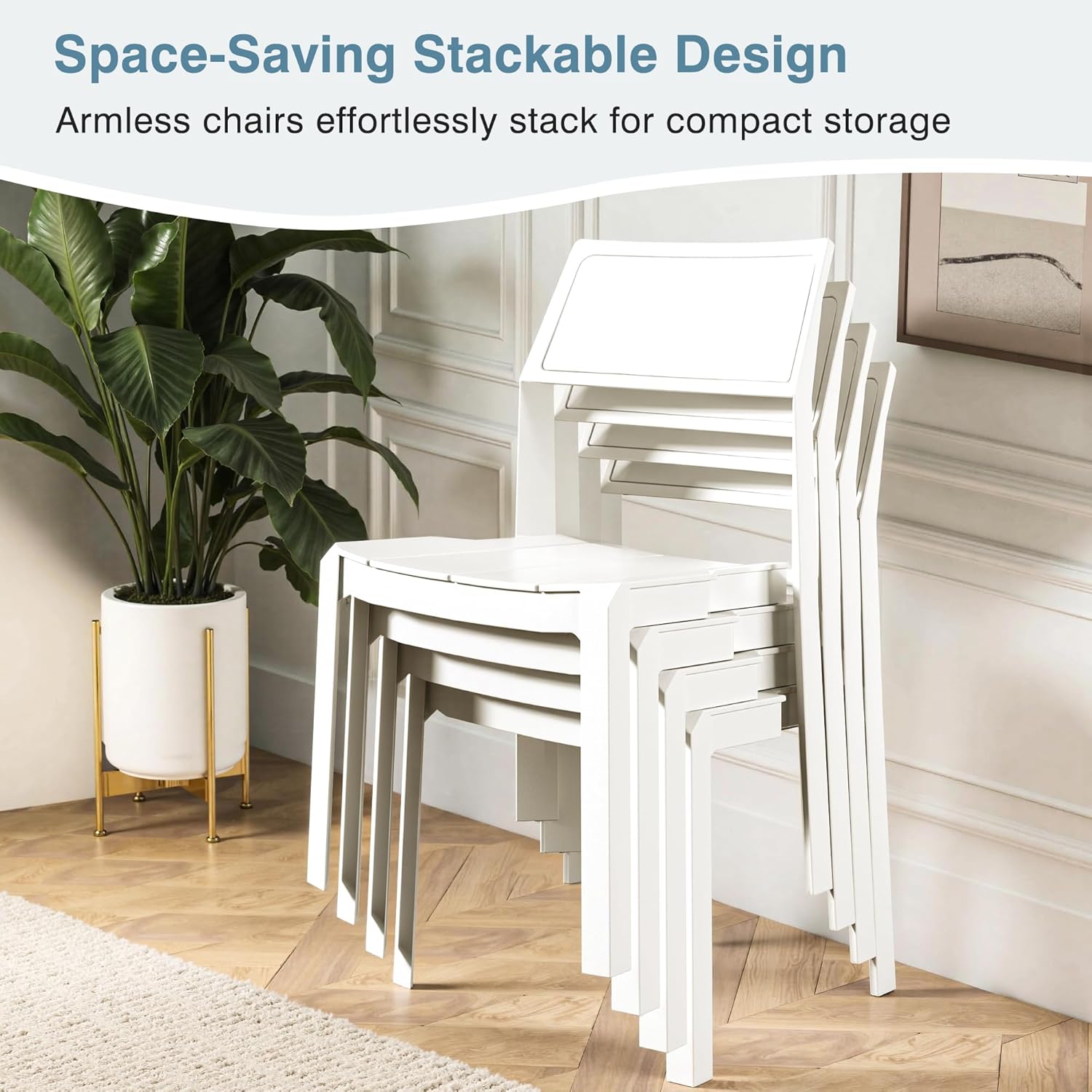 VECELO Dining Chairs Set of 4, Stackable Plastic Kitchen Chairs