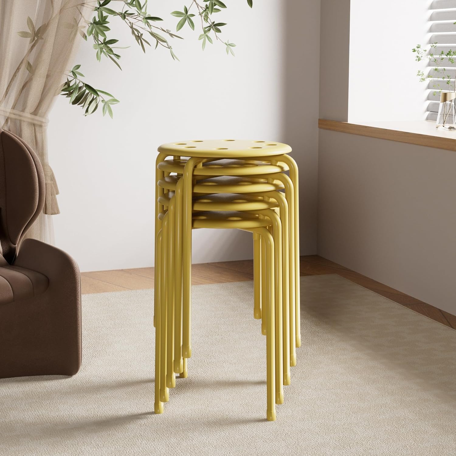 VECELO 6-Piece Stacking Stools, 17.7 Inch Standard Height - VECELO