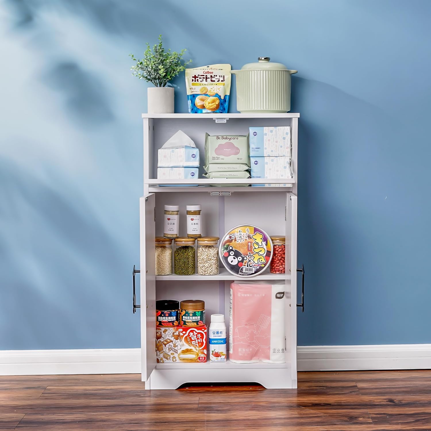 VECELO Mega Toilet Holder Cabinet Stand Bathroom Storage Organizer of Rolls & Paper Towel