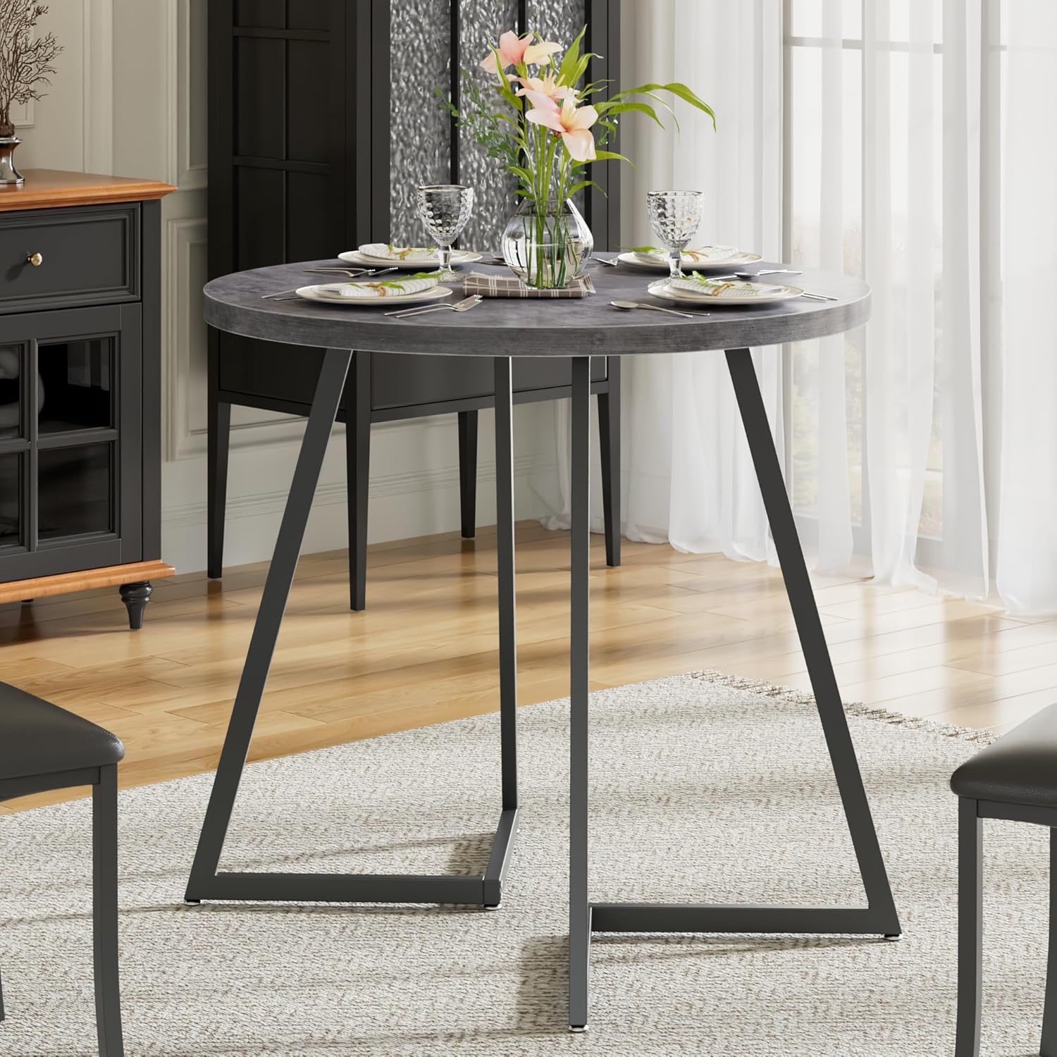 VECELO 35" Round Dining Table for 4