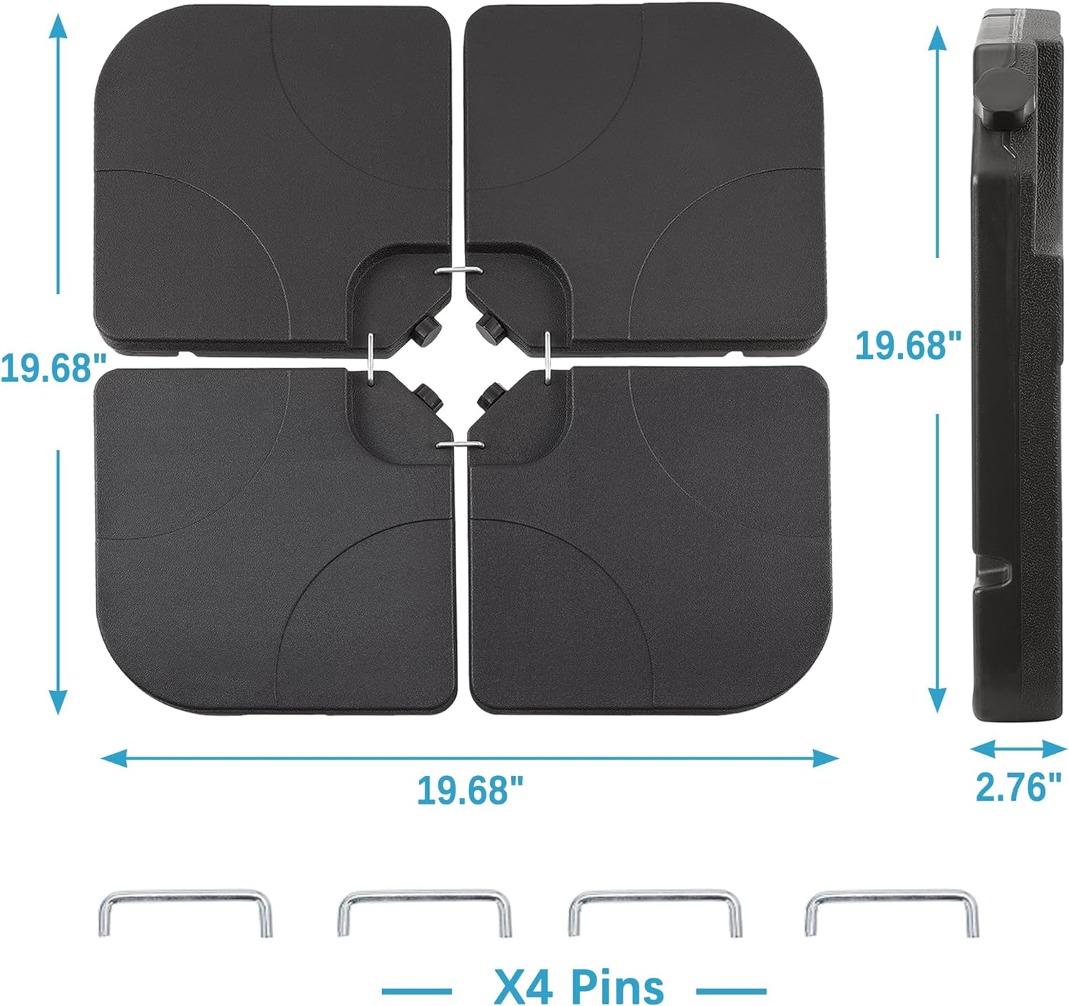 VECELO 4-Piece Heavy-Duty Cantilever Offset Patio Umbrella Base/Stand Outdoor - VECELO