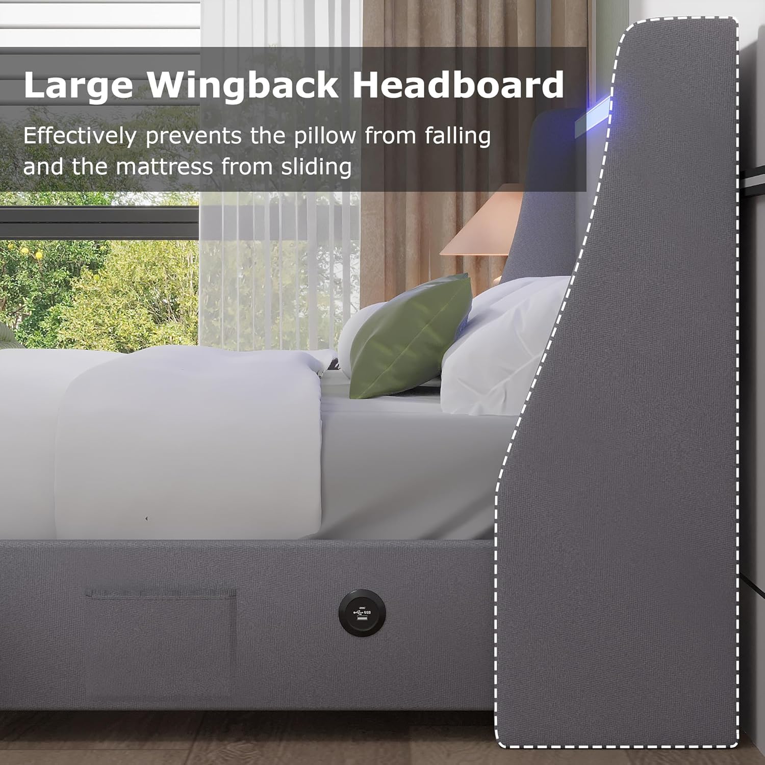 VECELO Full Size Bed Frame with Storage Drawers