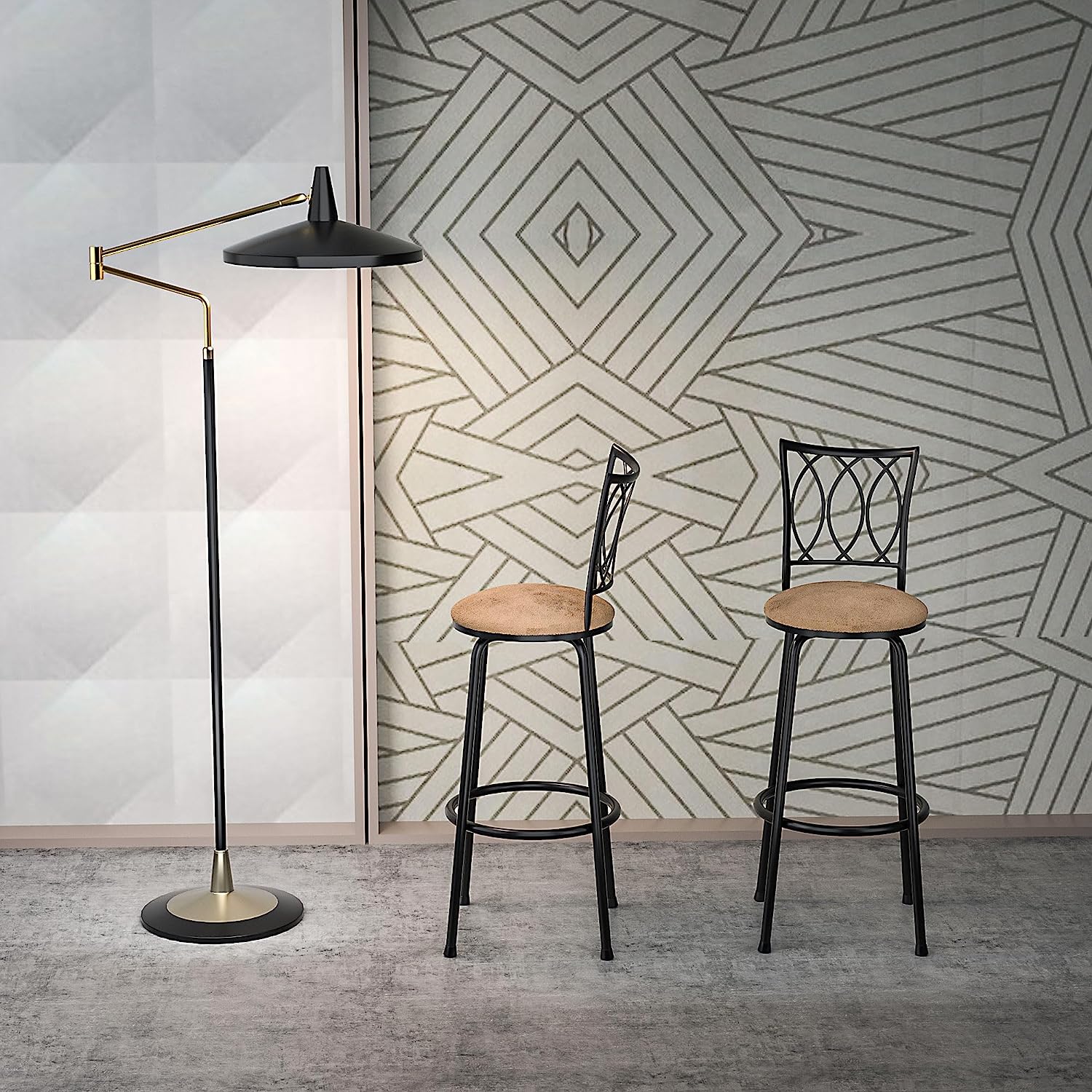 VECELO Barstools with 360 Degree Swivel Seat Top, Adjustable Counter Stools, Steel Bistro Pub Chairs - VECELO