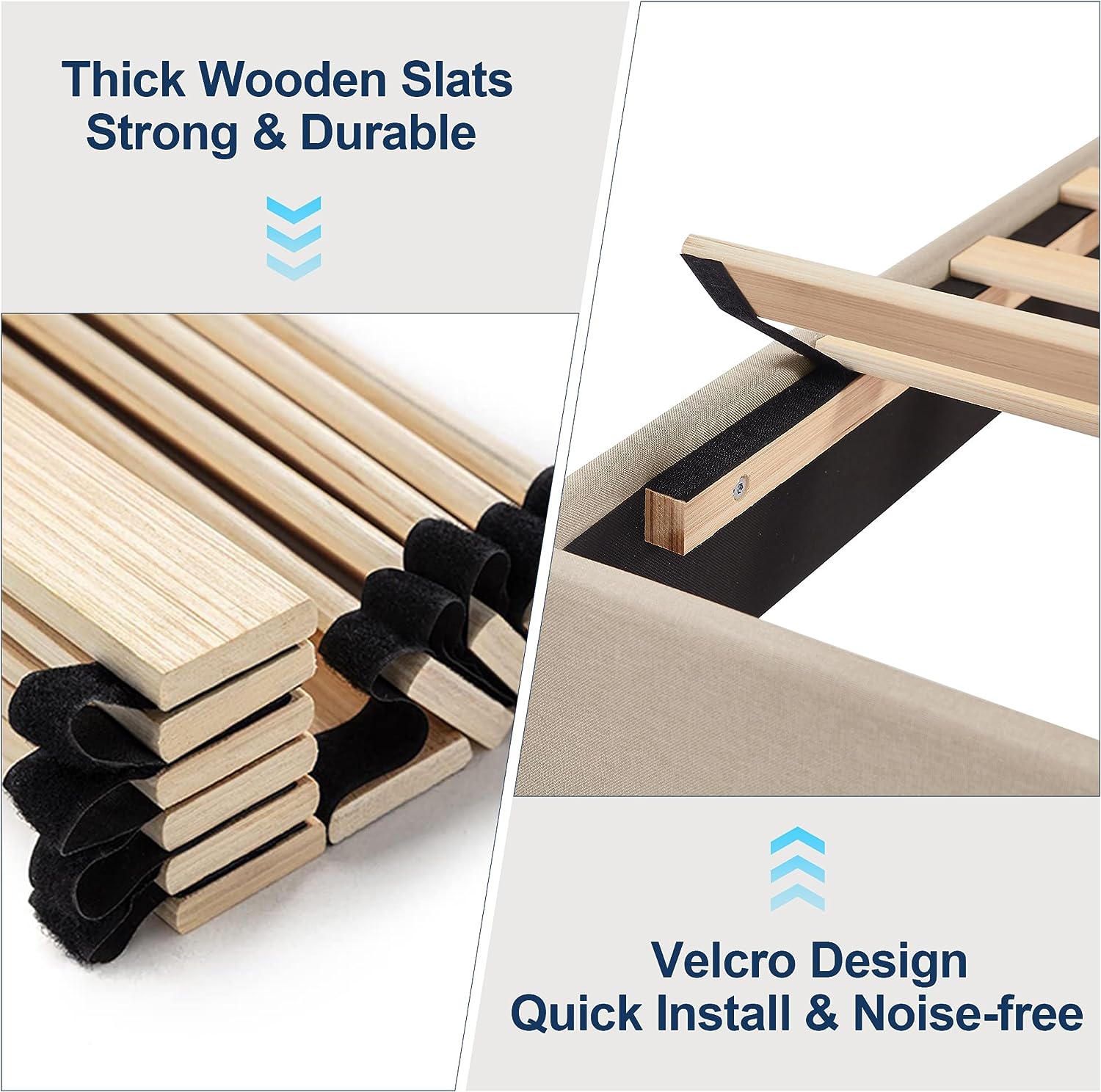 VECELO Upholstered Platform Bed Frame with Height Adjustable Headboard