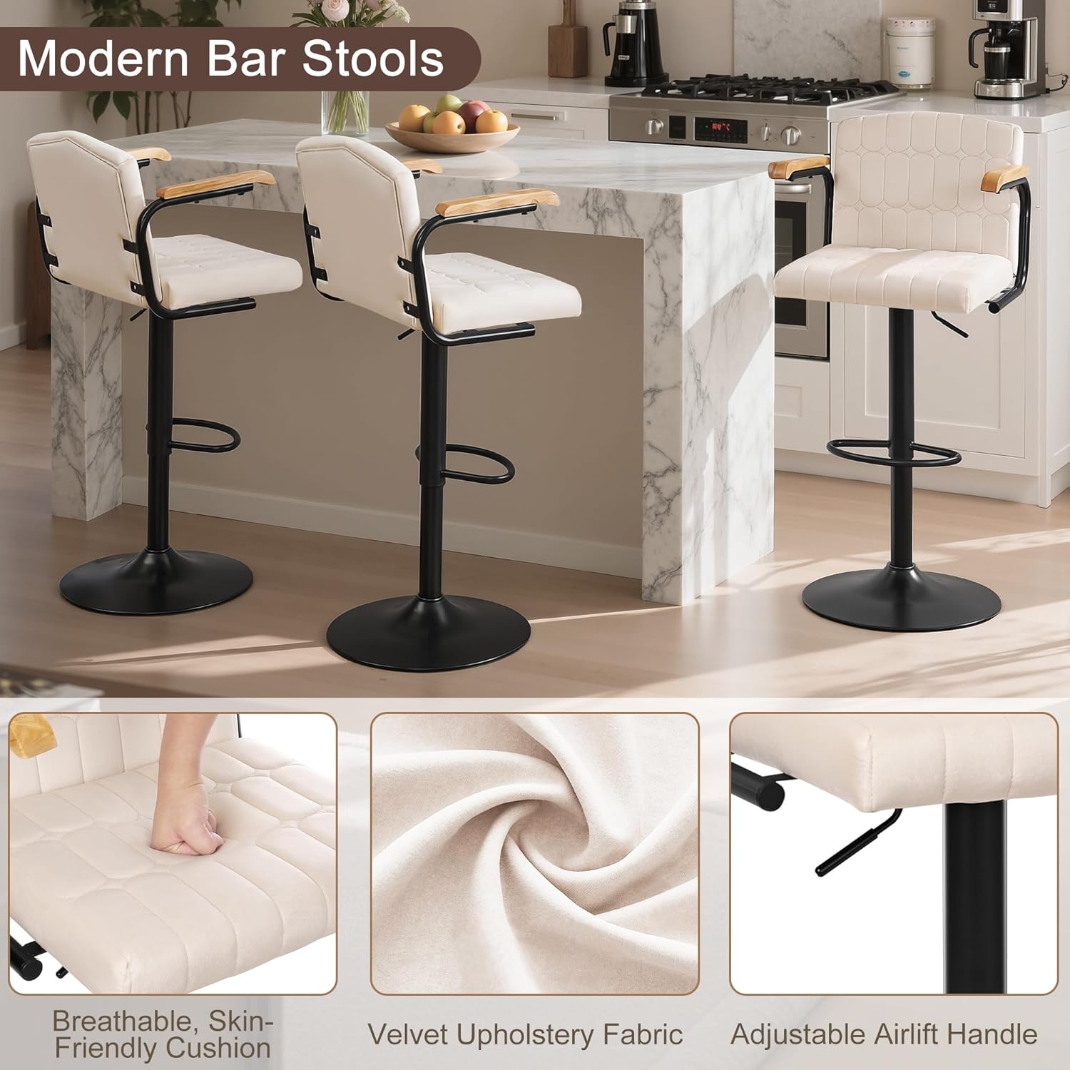 VECELO Bar Stools Set of 2