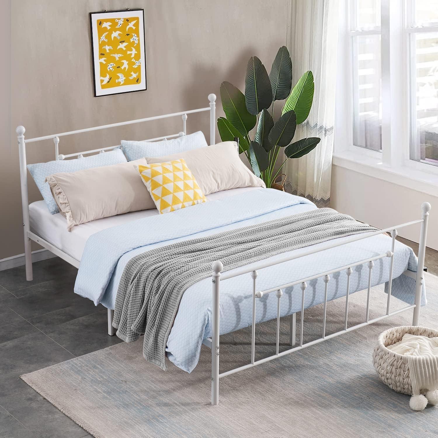 Modern Metal Platform Bed Frame Mattress Foundation with Headboard and Footboard