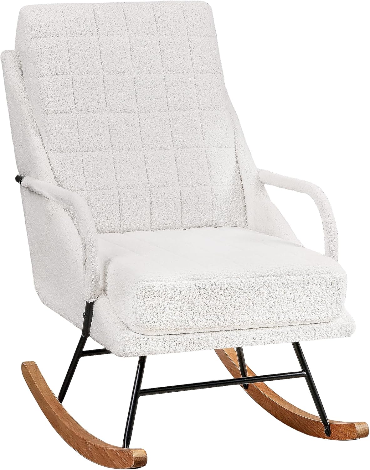 VECELO Rocking Chair Nursery Leather Glider Rocker with High Backrest