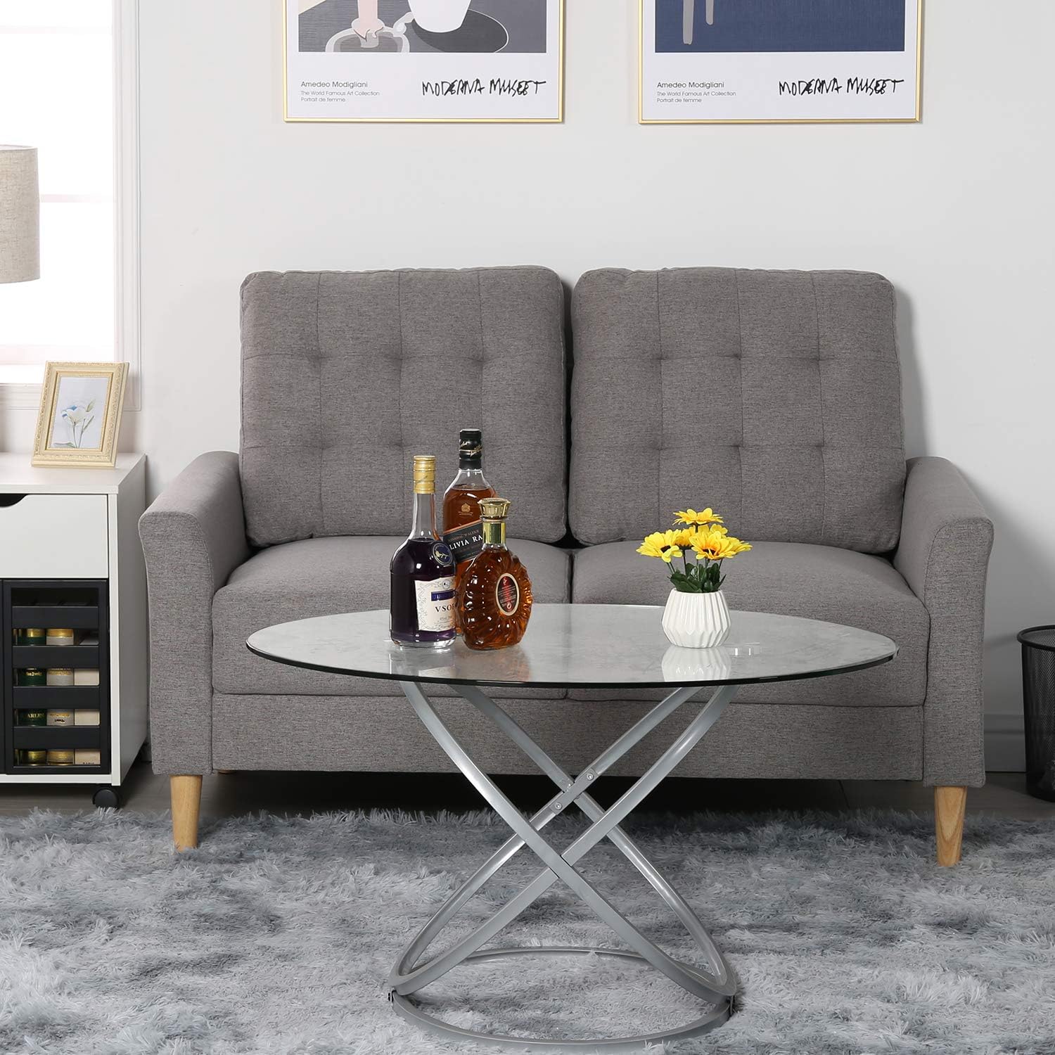 VECELO Modern Tufted Fabric Sofa