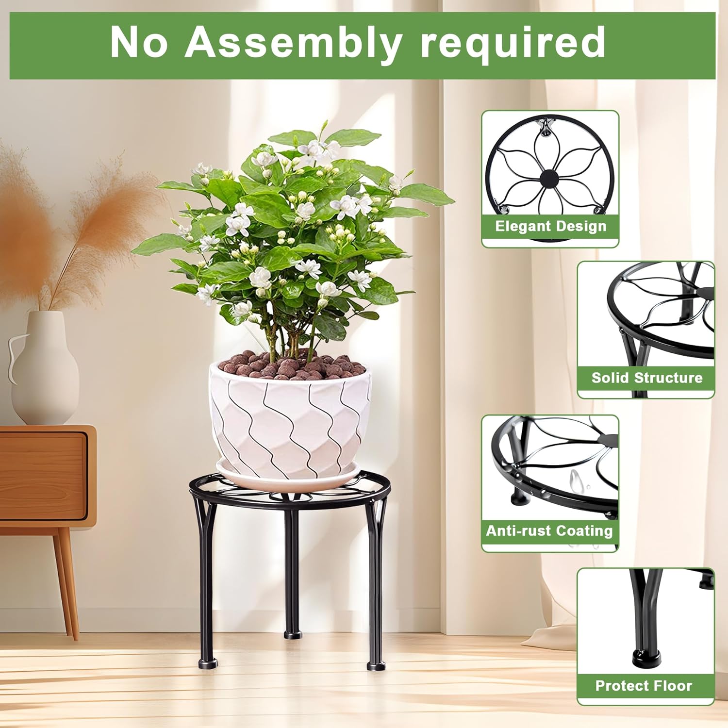 VECELO 5-Pack Metal Plant Stands for Indoor Plants - VECELO