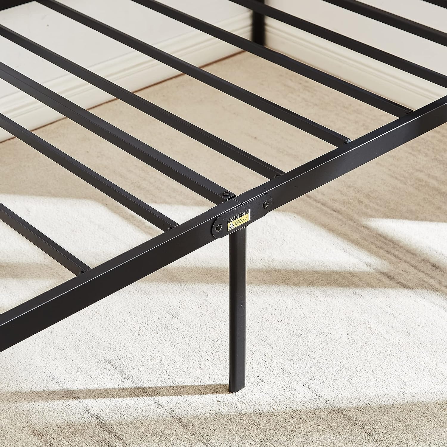 VECELO Bed Frame Metal Platform with Wooden Headboard Footboard Heavy Duty Mattress Foundation - VECELO