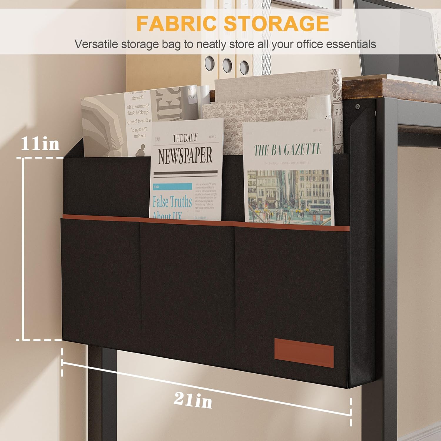 VECELO L Shaped Computer Desk with Storage Shelves & Bag