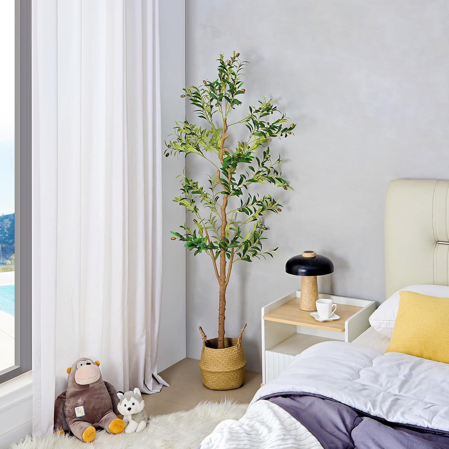 VECELO Artificial Ficus Tree with Sturdy Nursery Pot, 5FT and 6FT Faux Silk Plant - VECELO