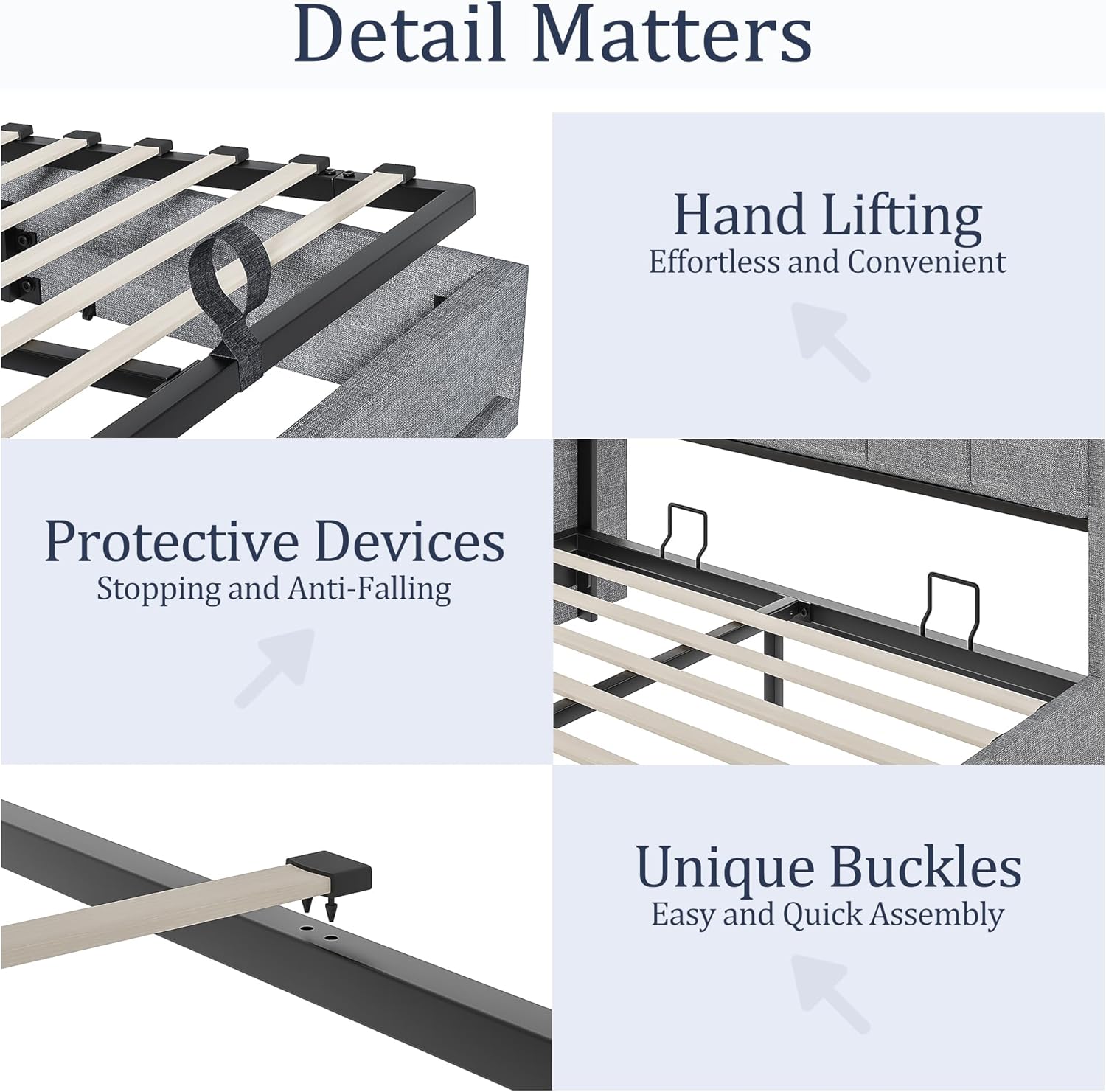 VECELO Lift Up Storage Bed, Upholstered Platform Bed Frame with Smart LED Lights and USB Charging Station