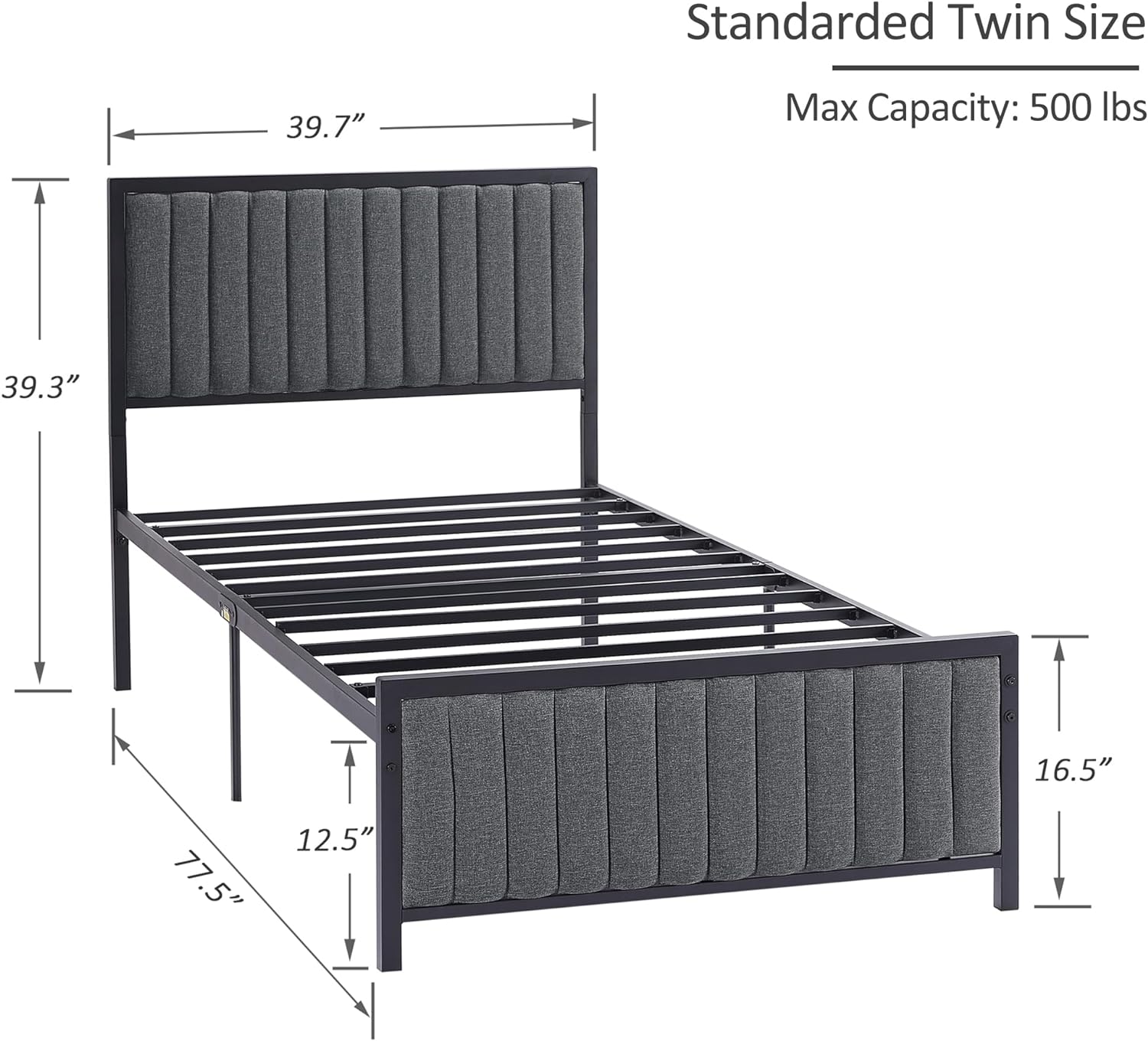 VECELO Bed Frame with Upholstered Tufted Headboard & Footboard - VECELO