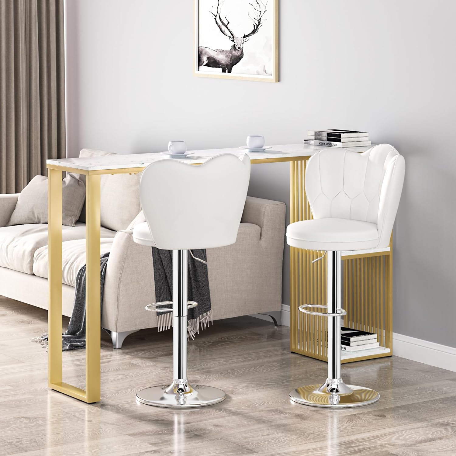 VECELO Bar Stools Set of 2/Set of 4, Adjustable Barstools with Back - VECELO