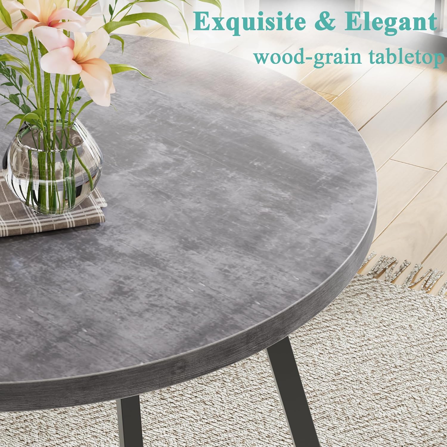 VECELO 35" Round Dining Table for 4