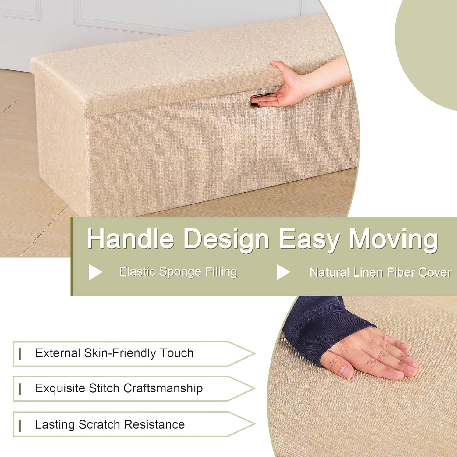 VECELO Folding Storage Ottoman Bench