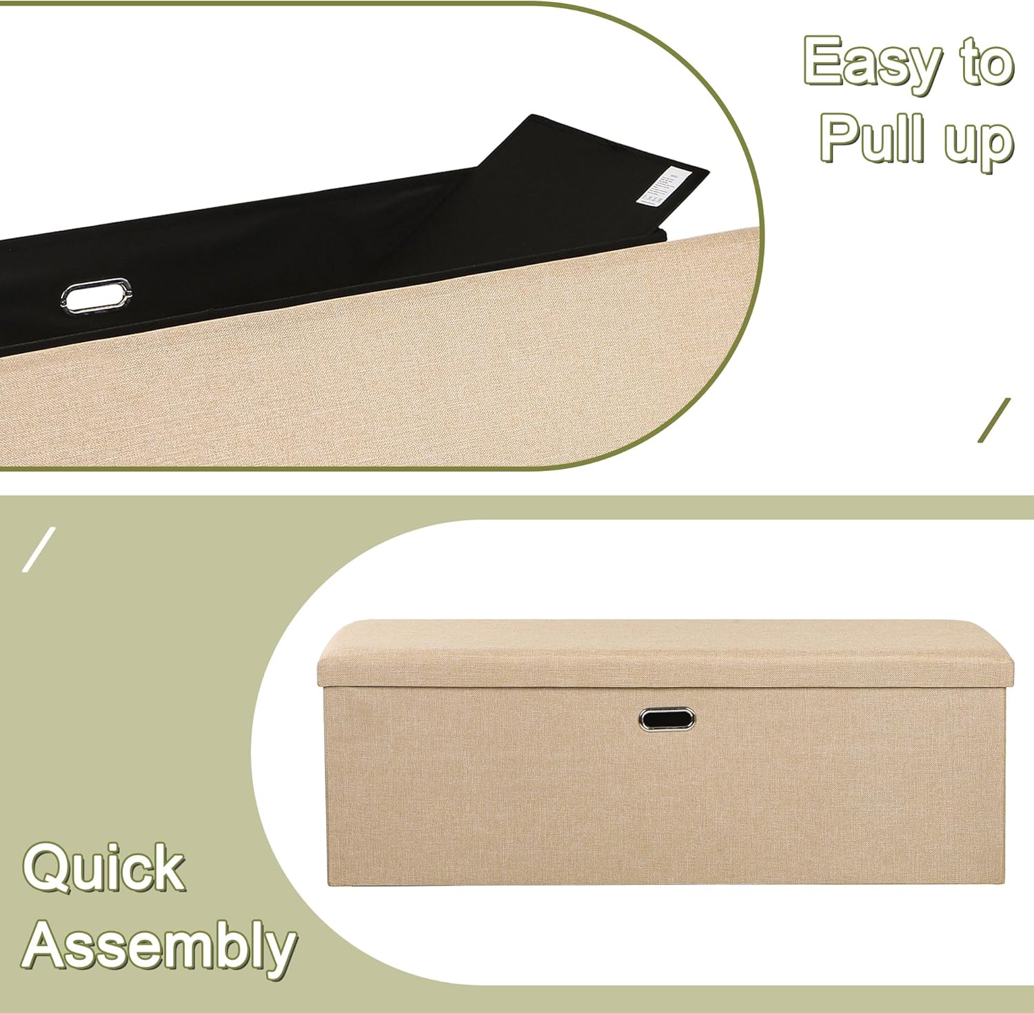 VECELO Folding Storage Ottoman Bench