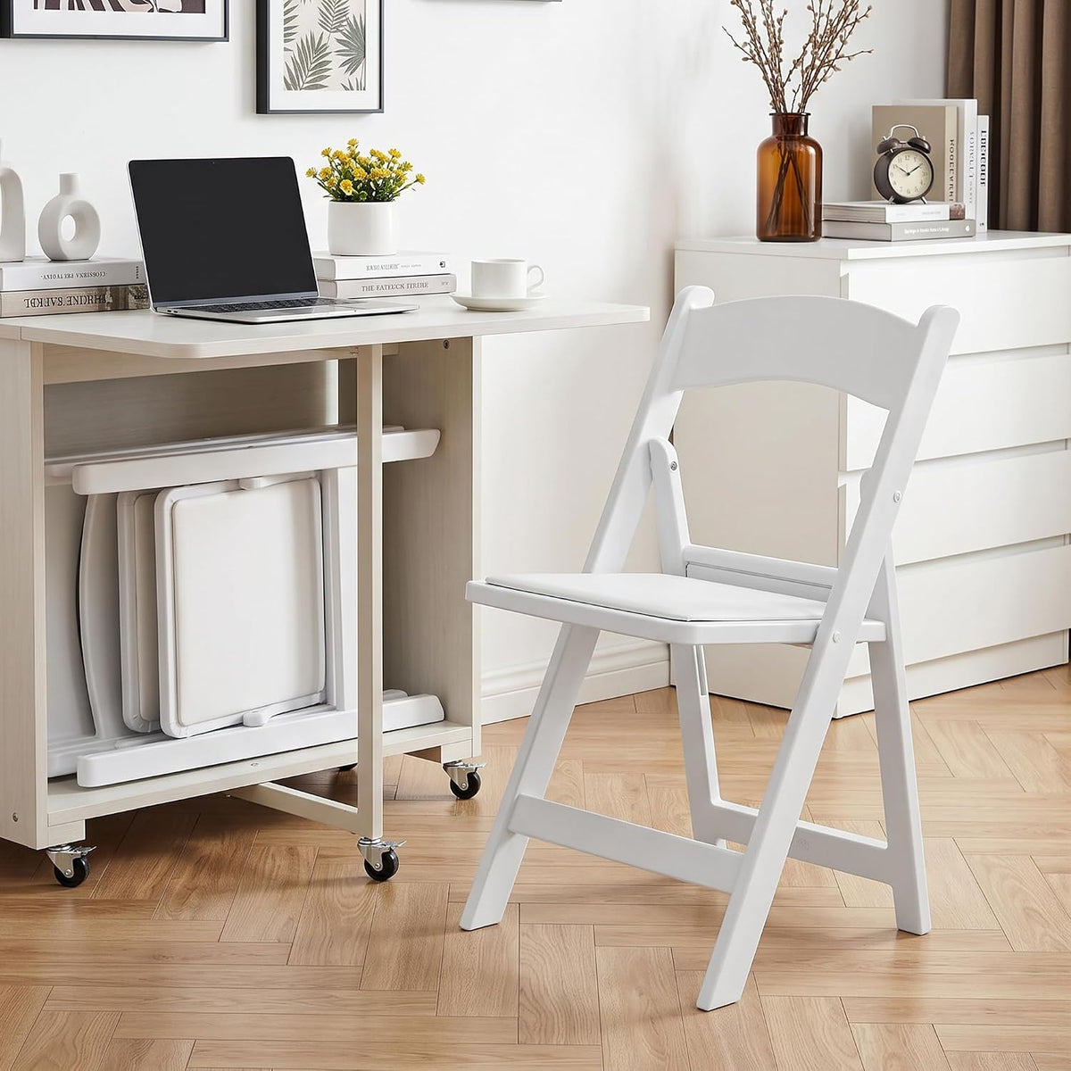 VECELO Folding Chair with Padded Seat  Foldable Resin Dining Chairs for Indoor Outdoor Use