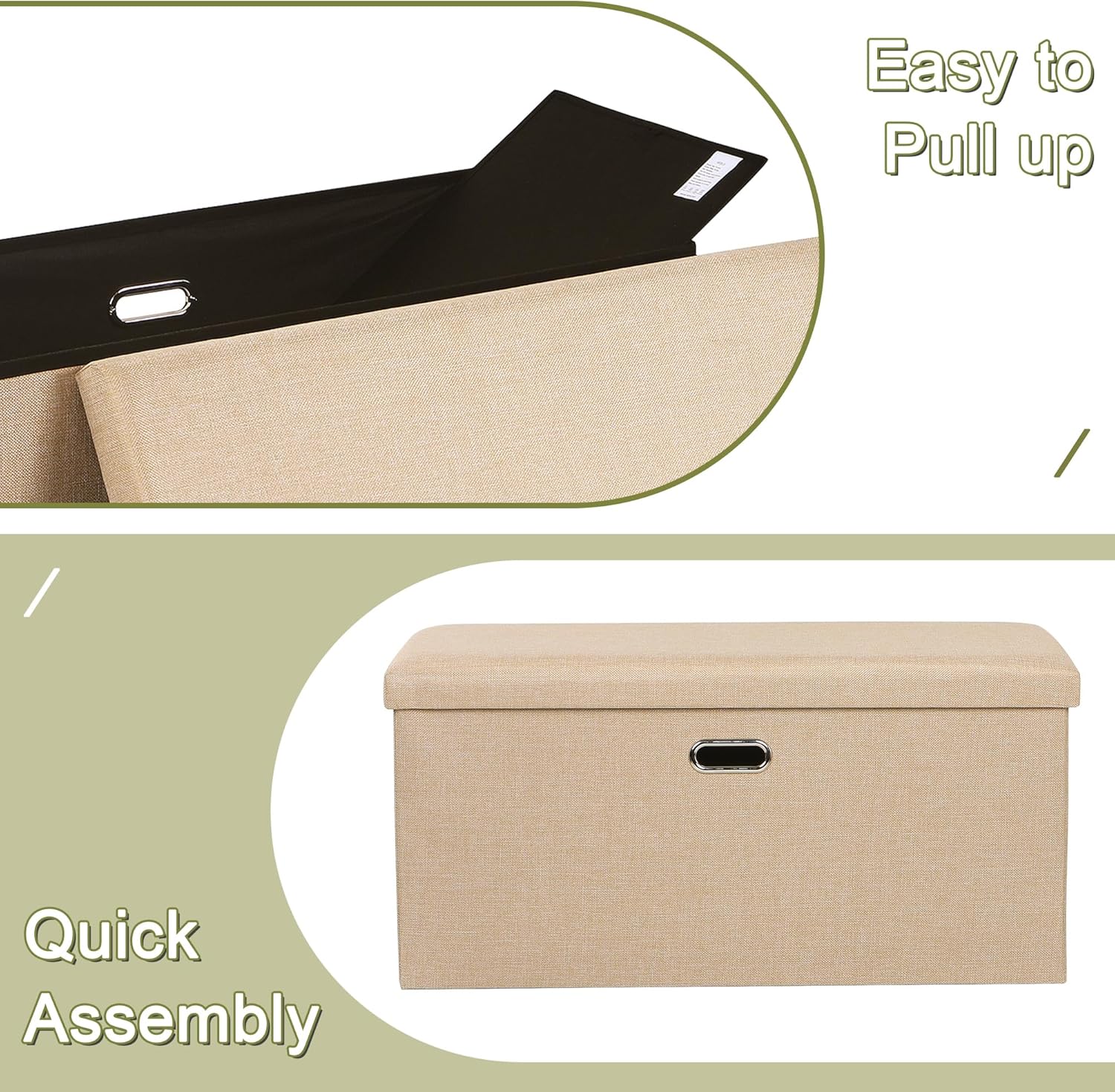 VECELO Folding Storage Ottoman Bench