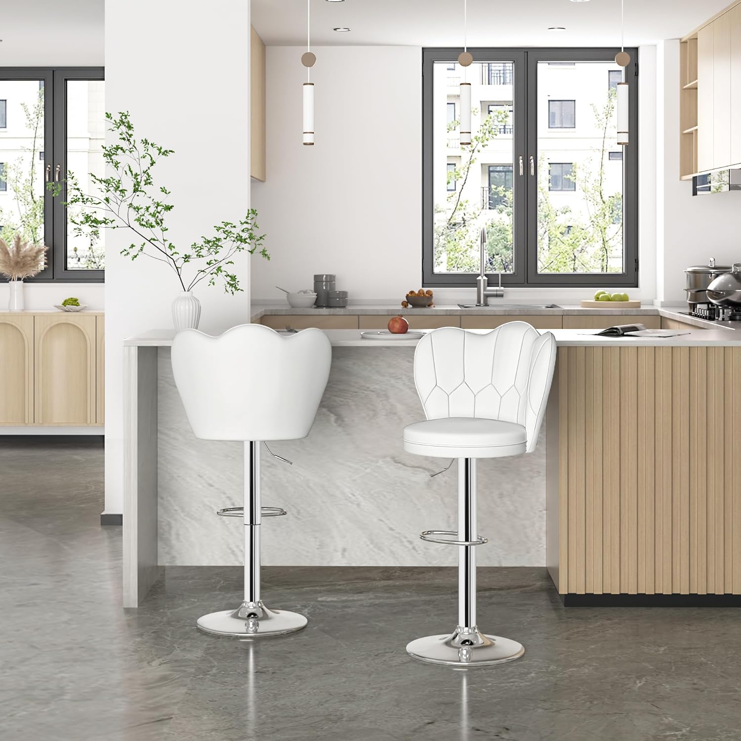 VECELO Bar Stools Set of 2/Set of 4, Adjustable Barstools with Back - VECELO