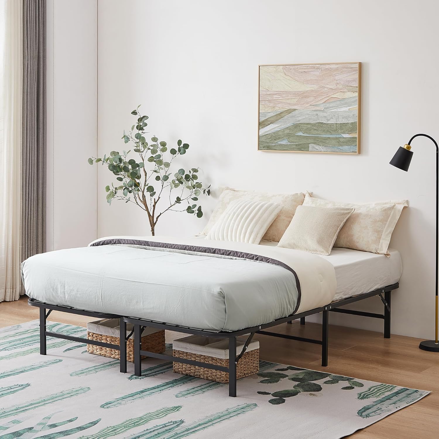 VECELO Metal Folding Bed Frame No Tools Required