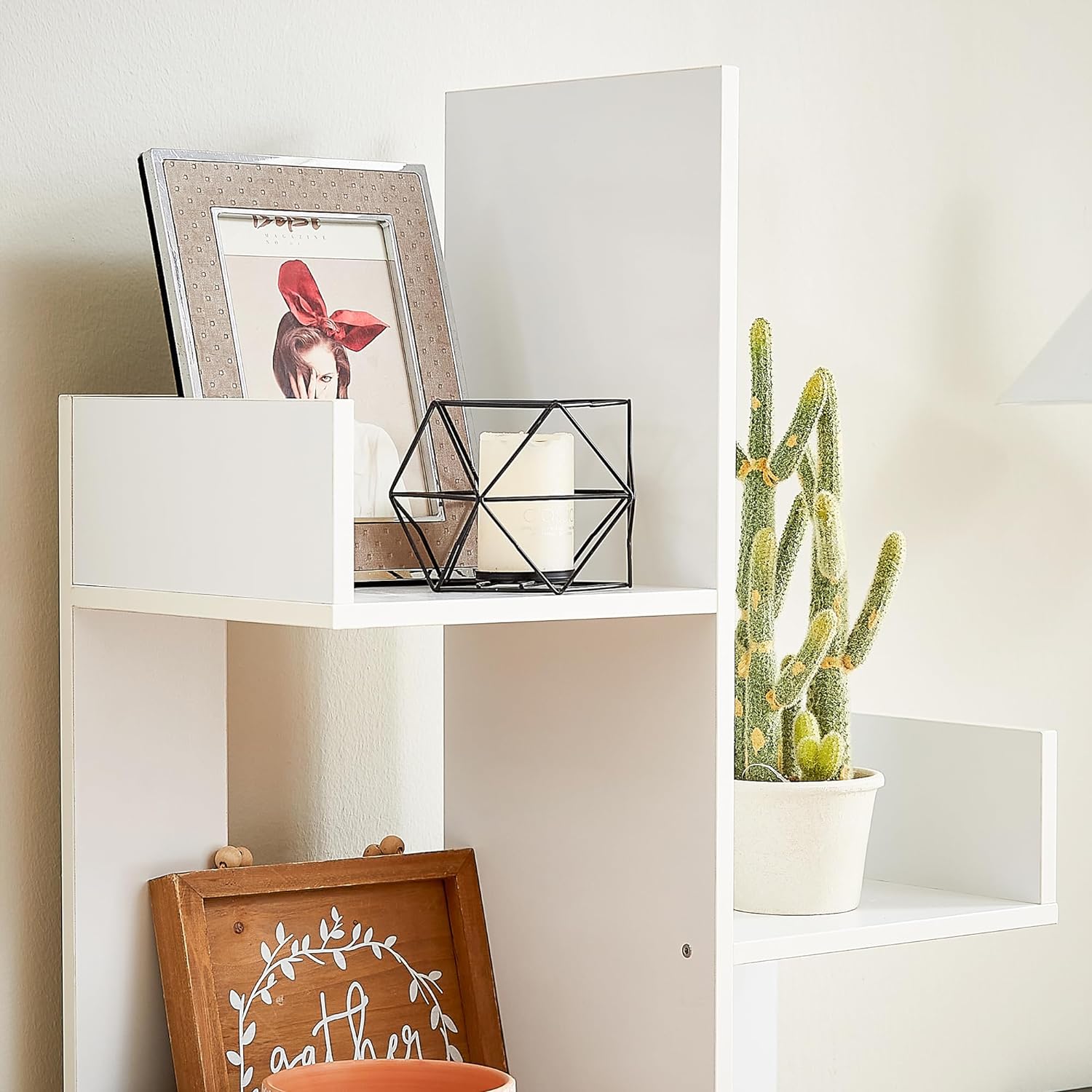 VECELO Tree Bookshelf, Geometric 8 Shelf Tree Bookcase Wood Bookshelves Display