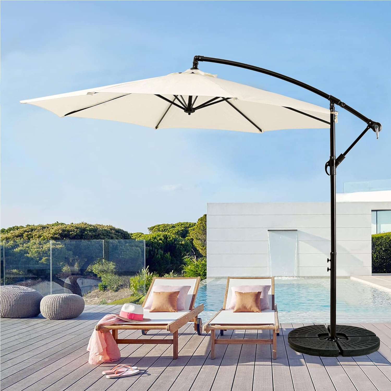VECELO 10ft Offset Patio Umbrella with UV Protection Waterproof for Outdoor - VECELO