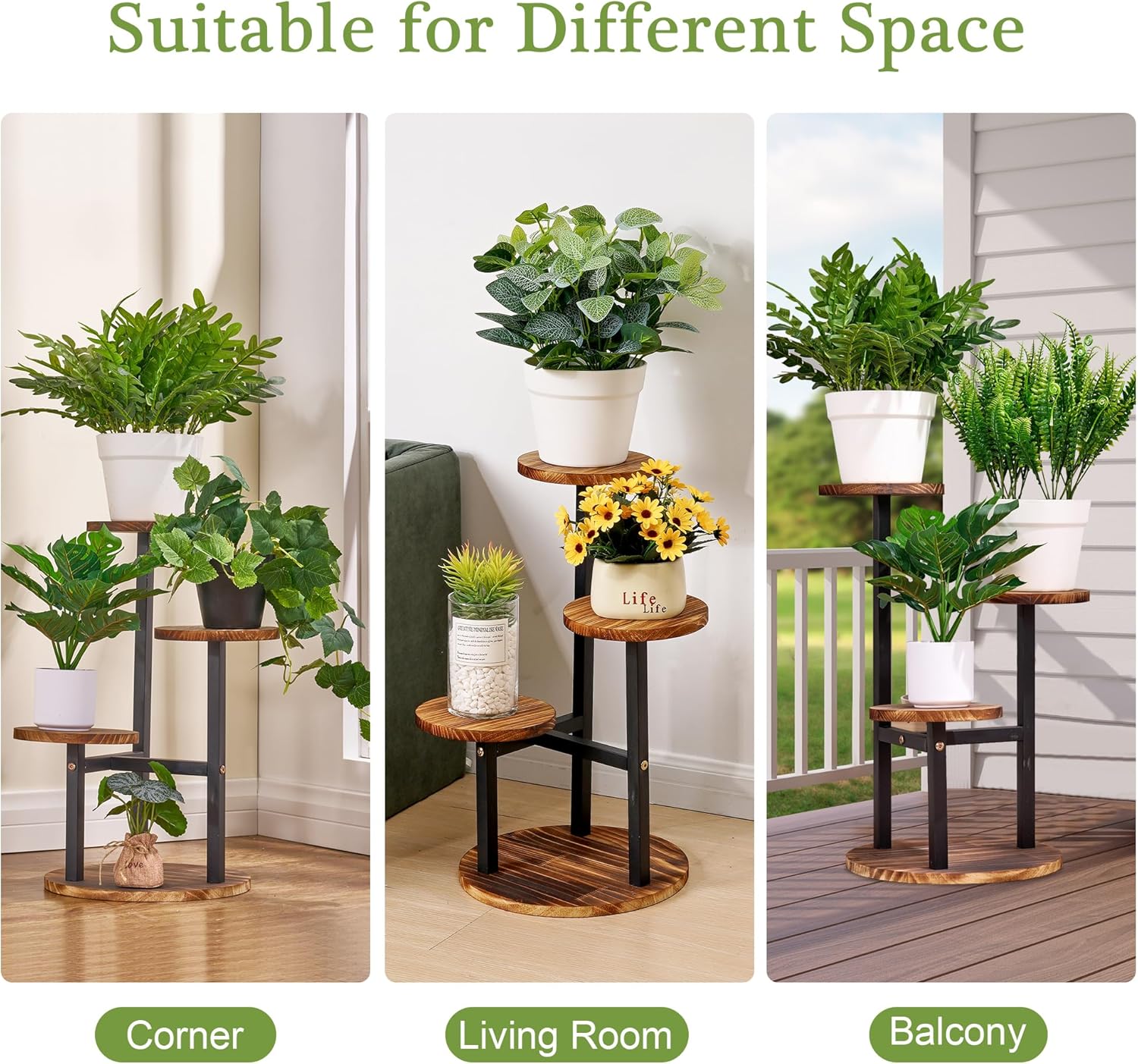 VECELO 3 Tier Plant Stand Indoor Outdoor
