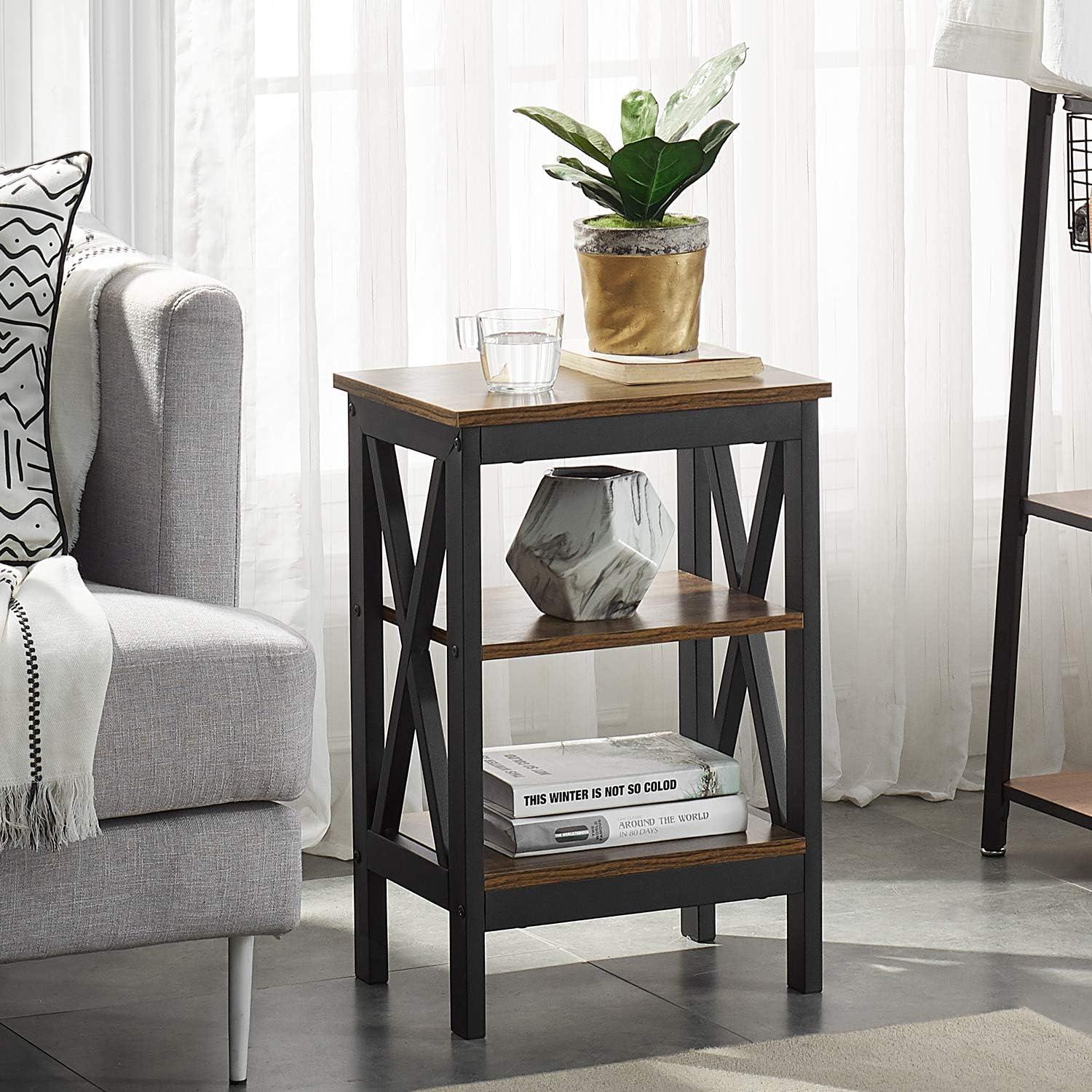 VECELO Modern Nightstand Side End Table with 3-Tiers Open Storage Shelf, 1 pack/2 packs