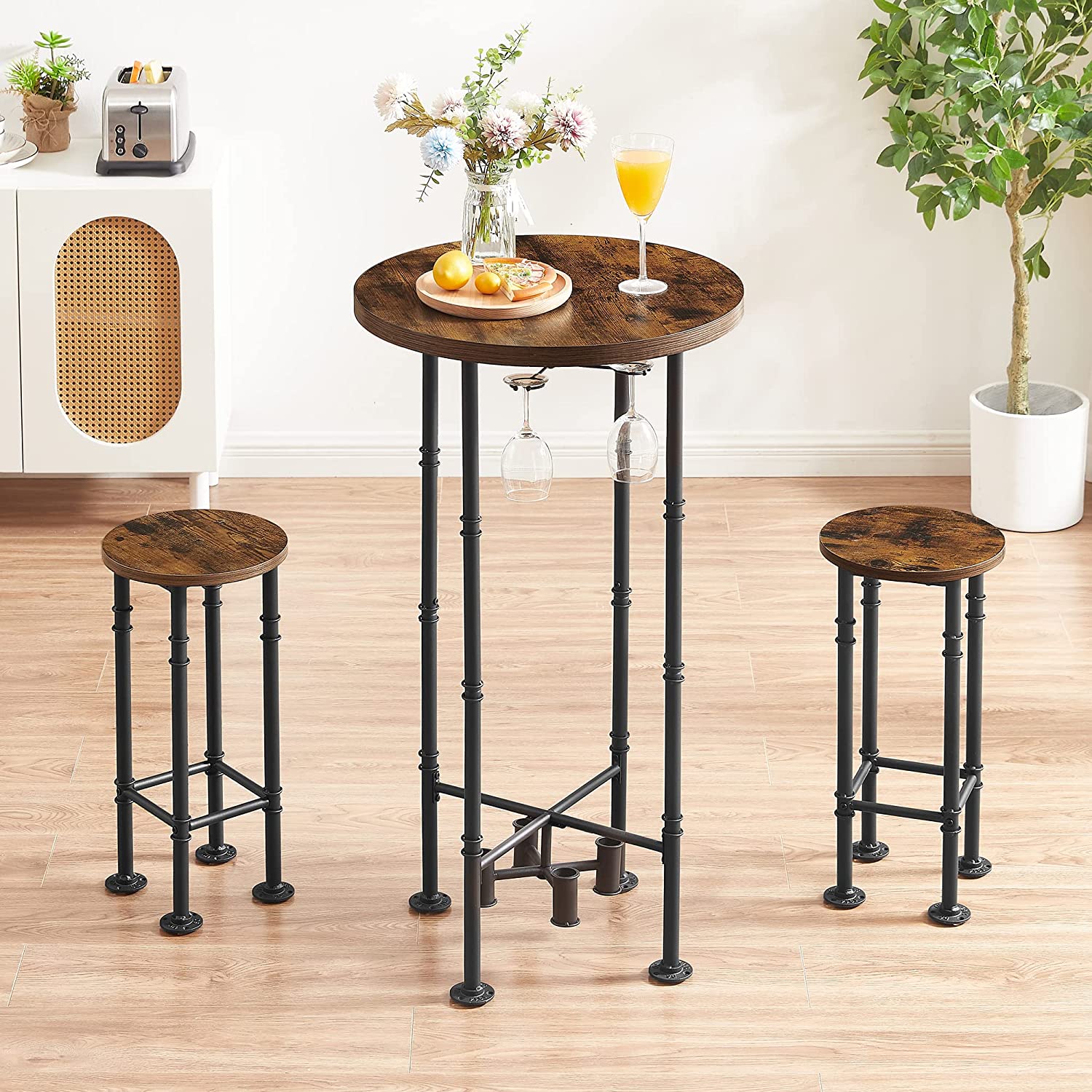 VECELO Counter Height Bar Stools Set of 2